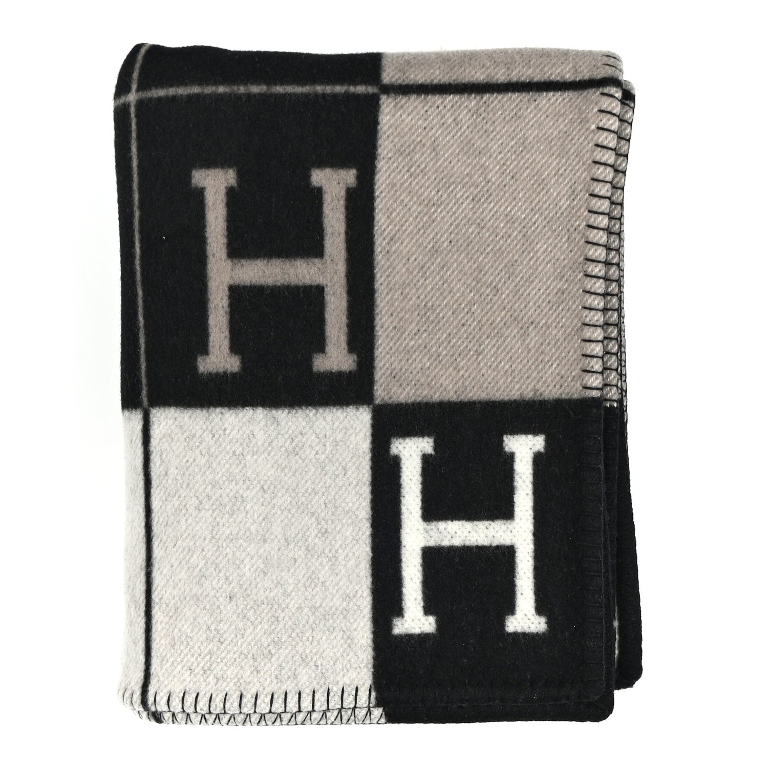 Wool Cashmere Avalon III Blanket Ecru Black