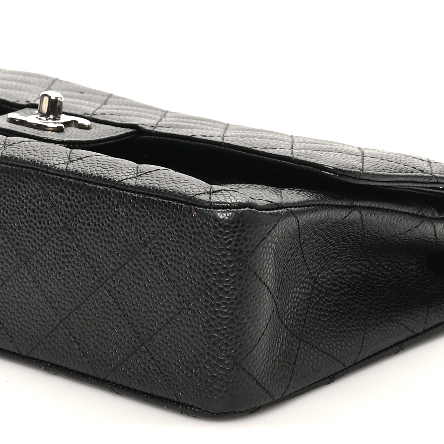 Caviar Quilted Medium Double Flap Black