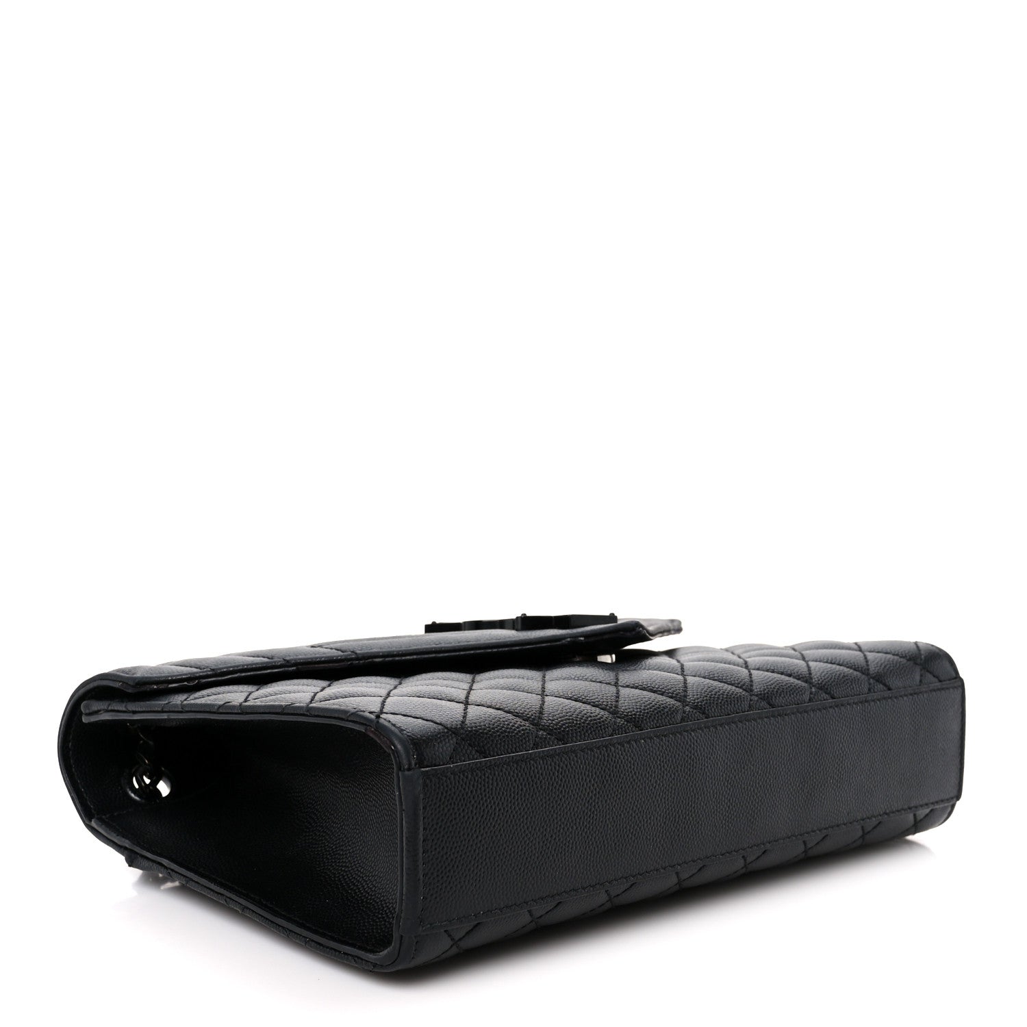 Grain De Poudre Textured Mixed Matelasse Triquilt Medium Monogram Monochrome Satchel Black