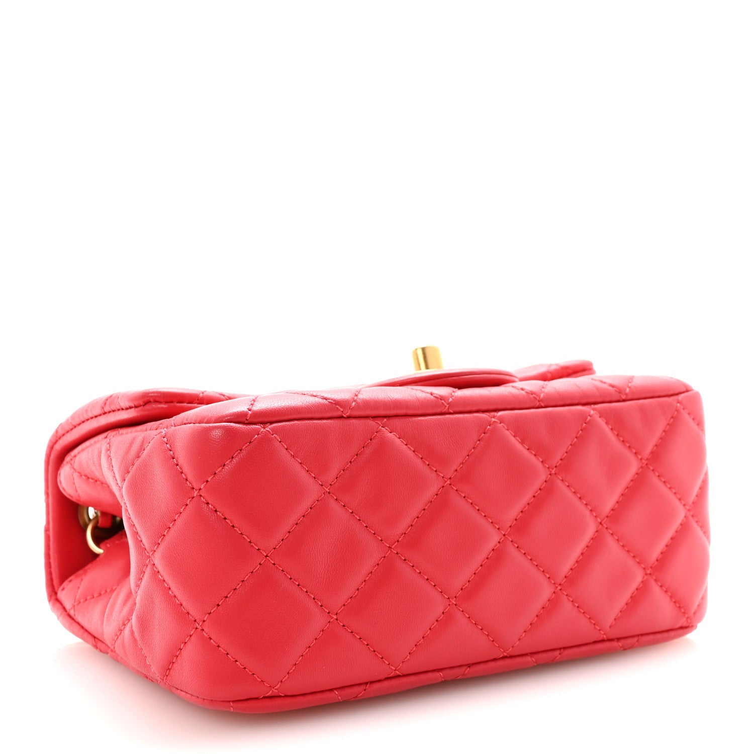 Lambskin Quilted Mini Pearl Crush Flap Red