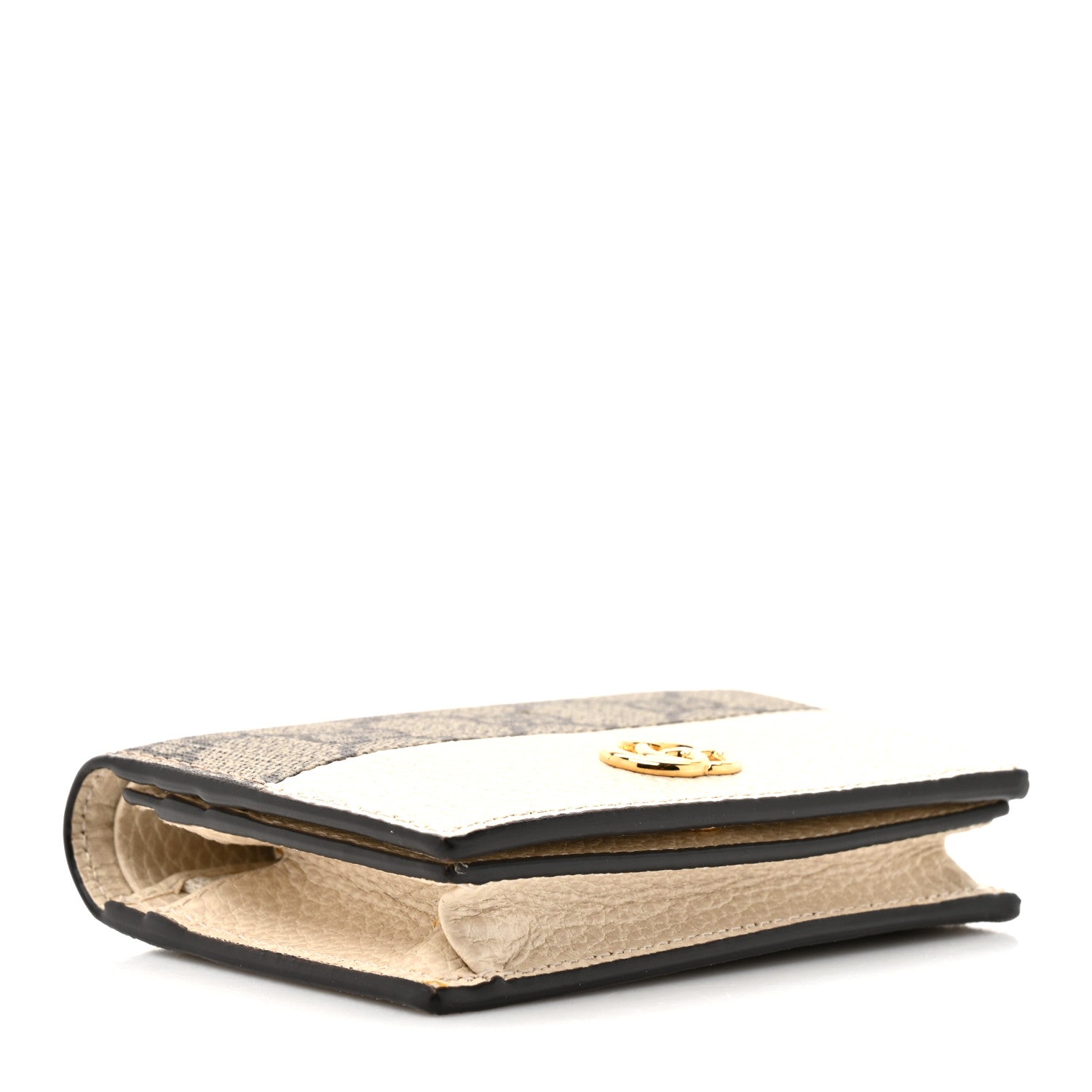 Dollar Calfskin GG Supreme Monogram GG Marmont Card Case Mystic White Beige Ebony