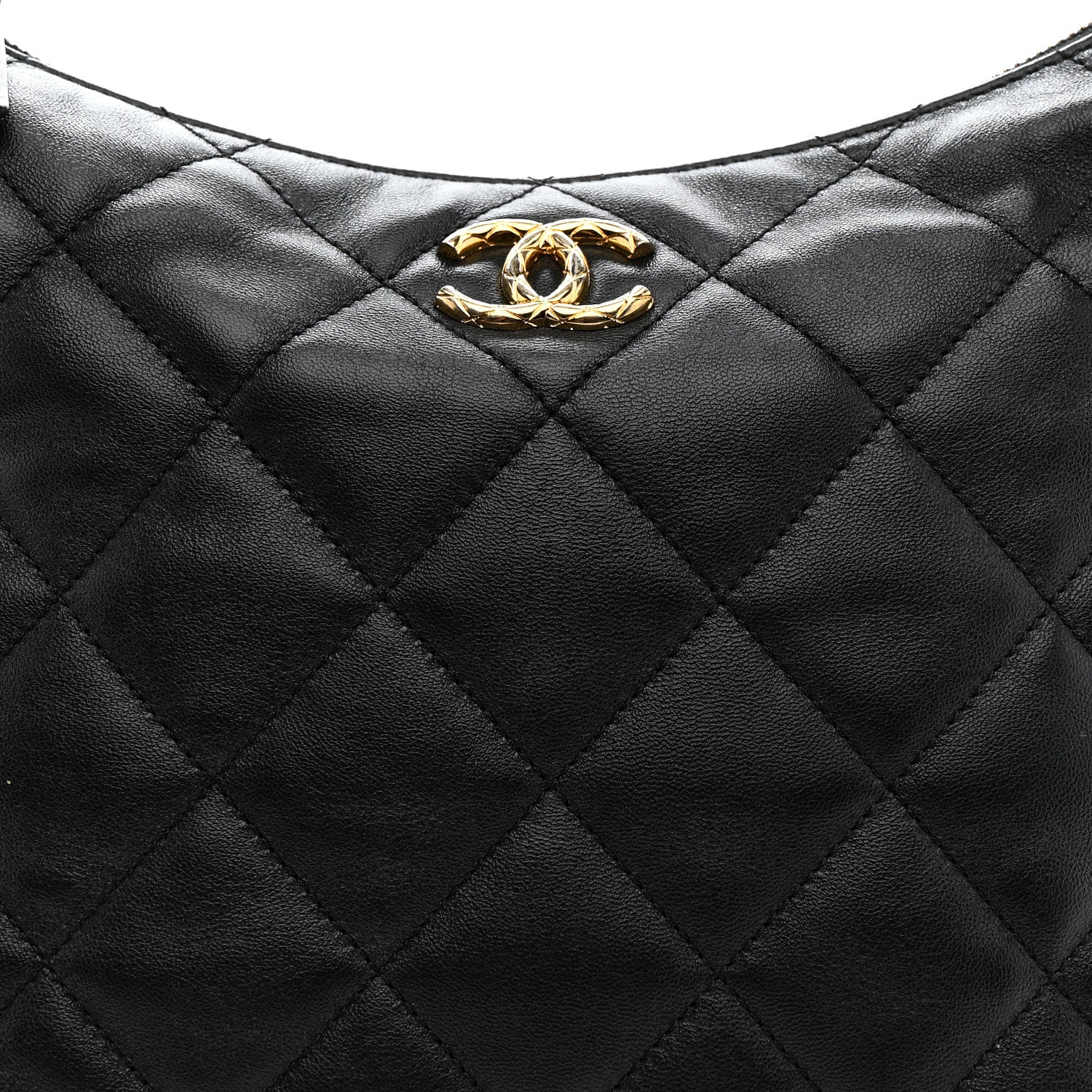 Lambskin Quilted Maxi Hobo Black