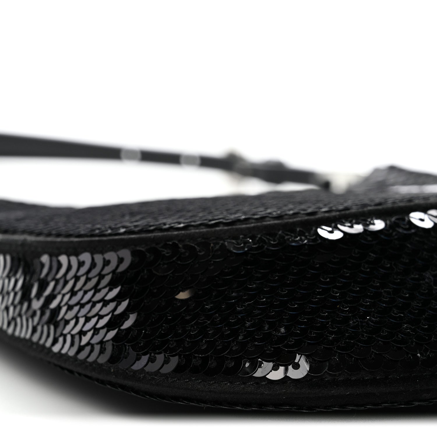 Paillettes Sequin Logo Cleo Adjustable Strap Shoulder Bag Black White