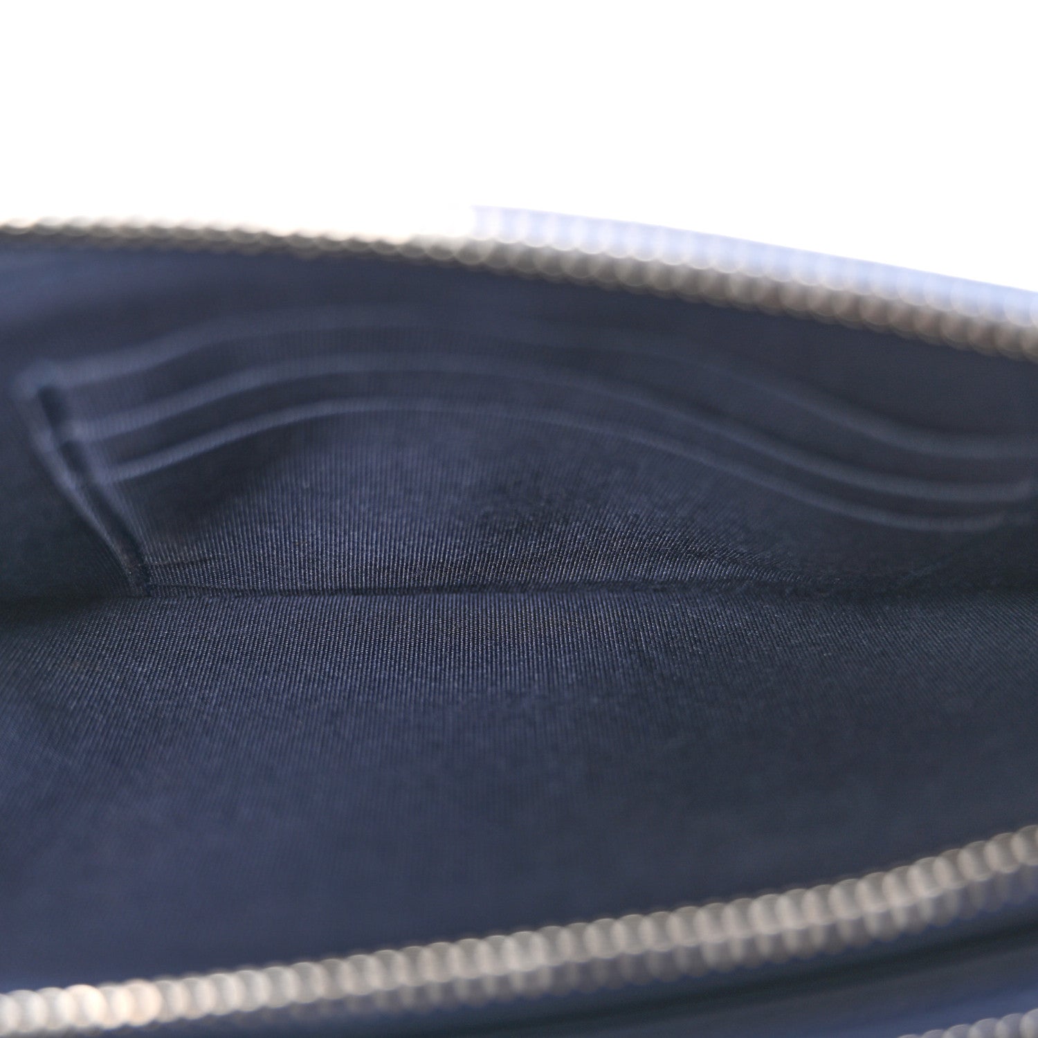 Metallic Caviar Quilted Small Boy Clutch With Chain Navy