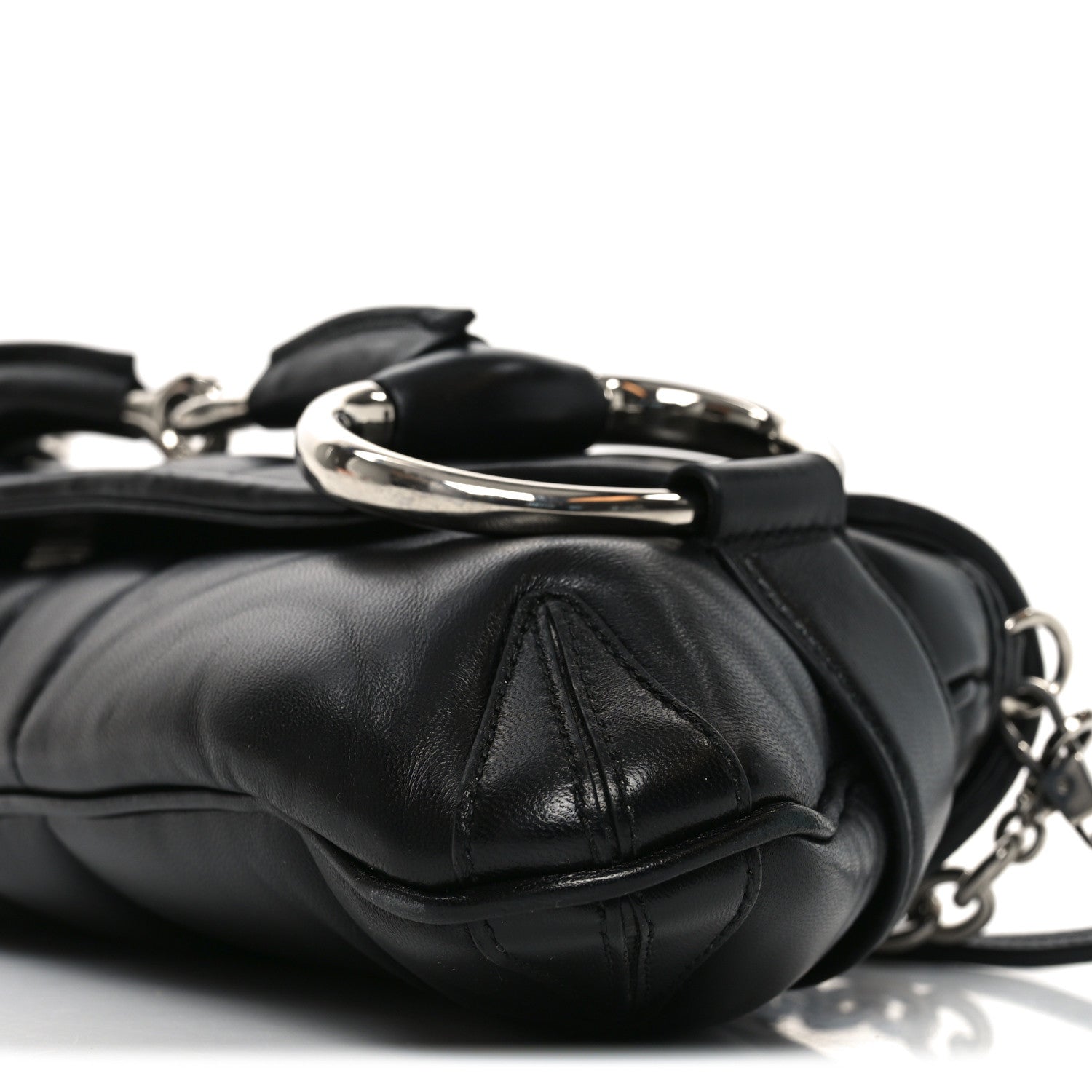 Nappa Vertical Matelasse Medium Maxi Horsebit Chain Shoulder Bag Black