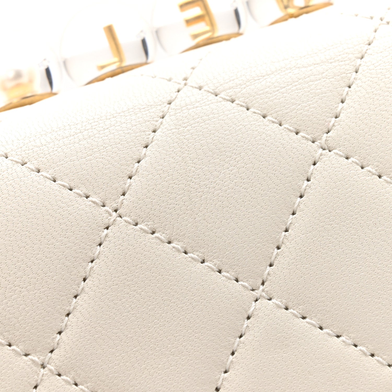Lambskin Quilted Small Chic Pearls Flap White
