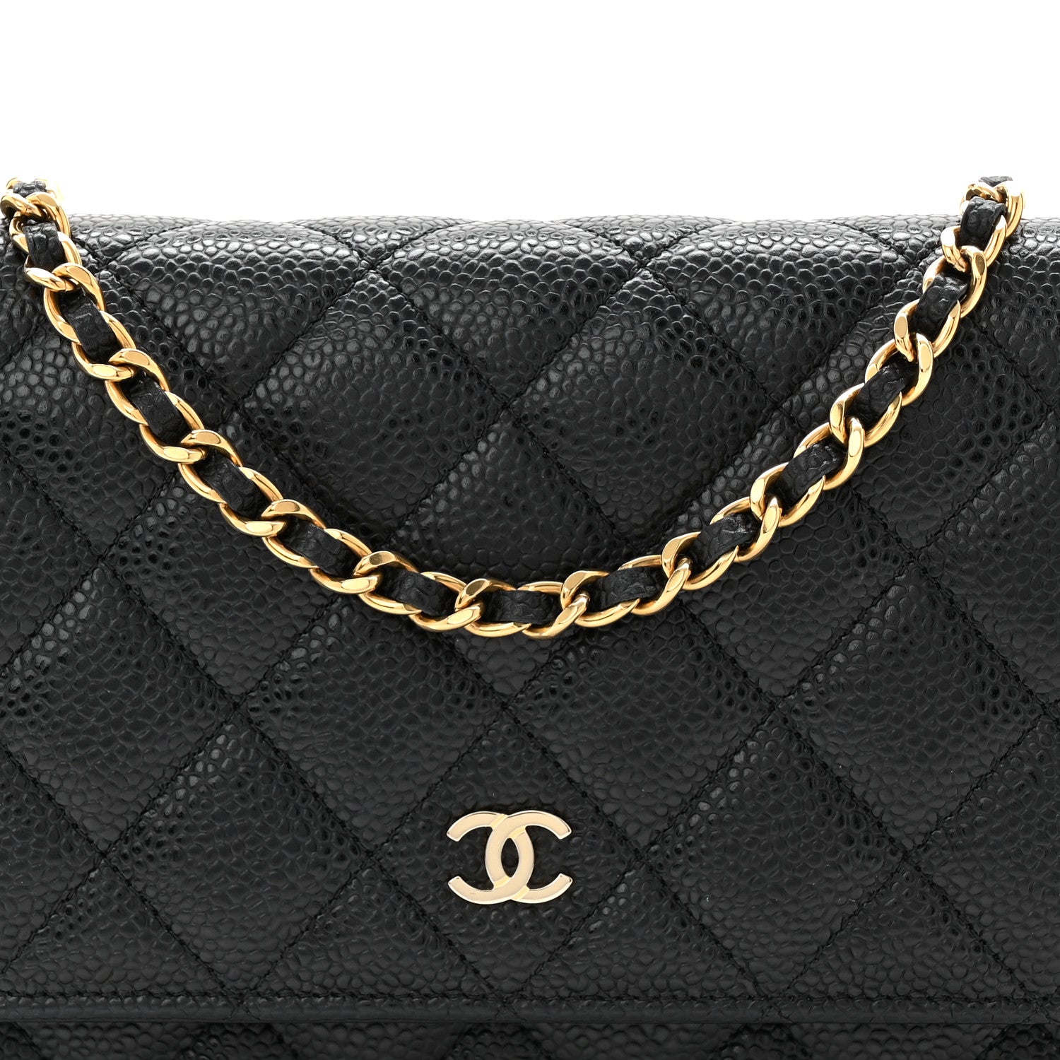 Caviar Quilted Wallet On Chain WOC Black