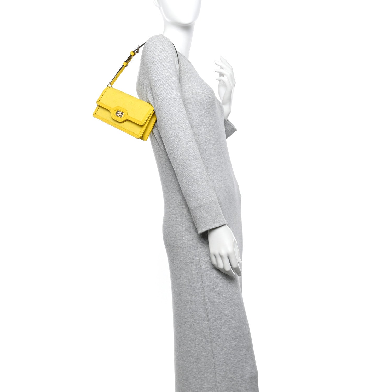 GG Monogram Textured Dollar Calfskin Mini Luce Shoulder Bag Yellow