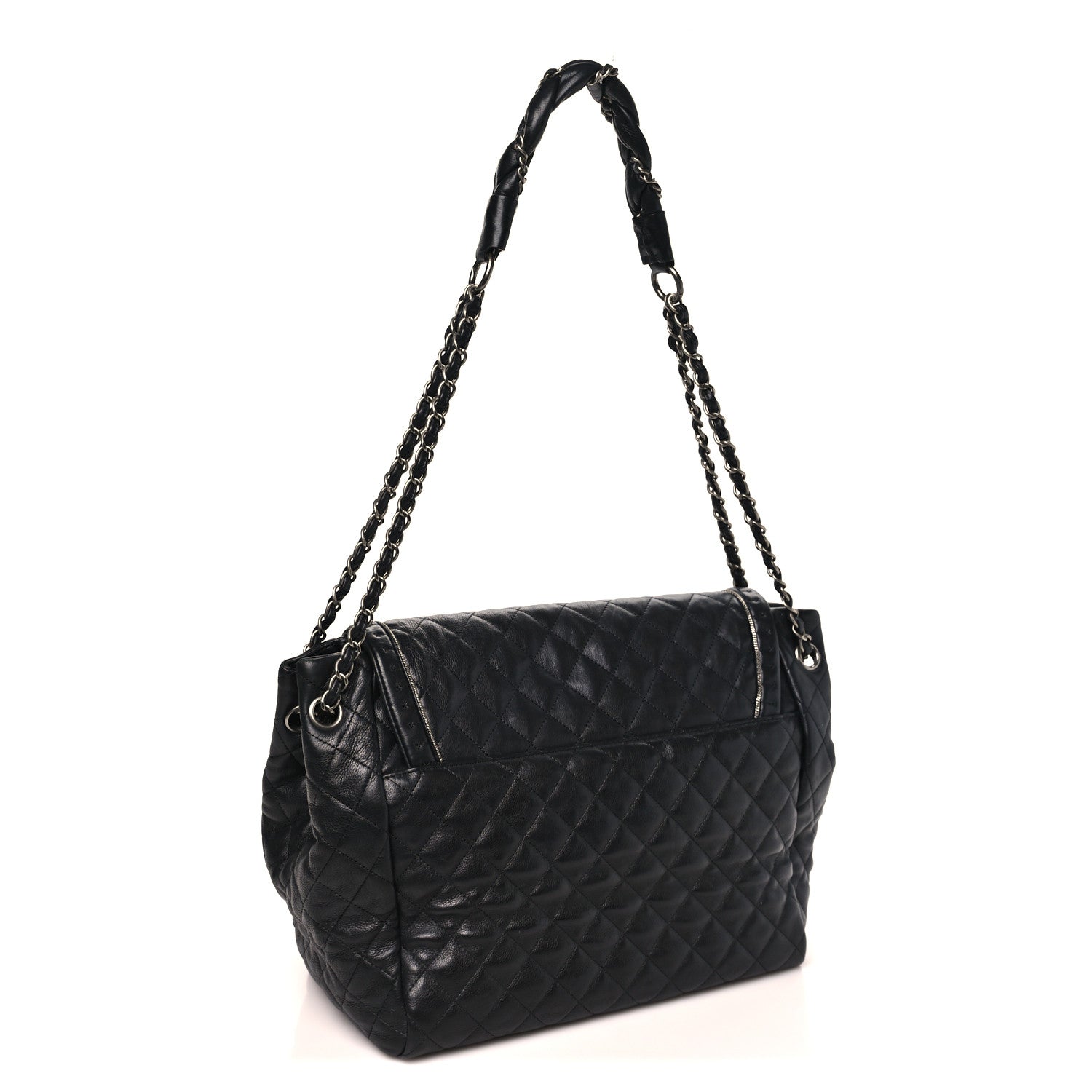 Calfskin Quilted Istanbul Accordion Large Flap Black
