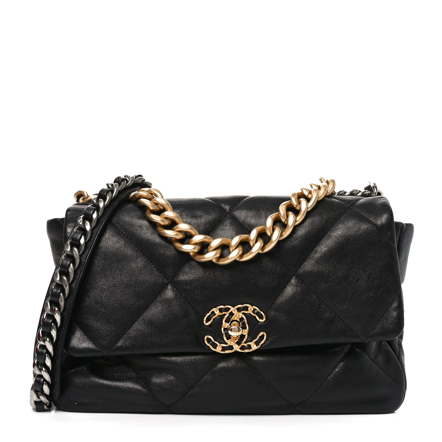 Goatskin Quilted Large Chanel 19 Flap Black