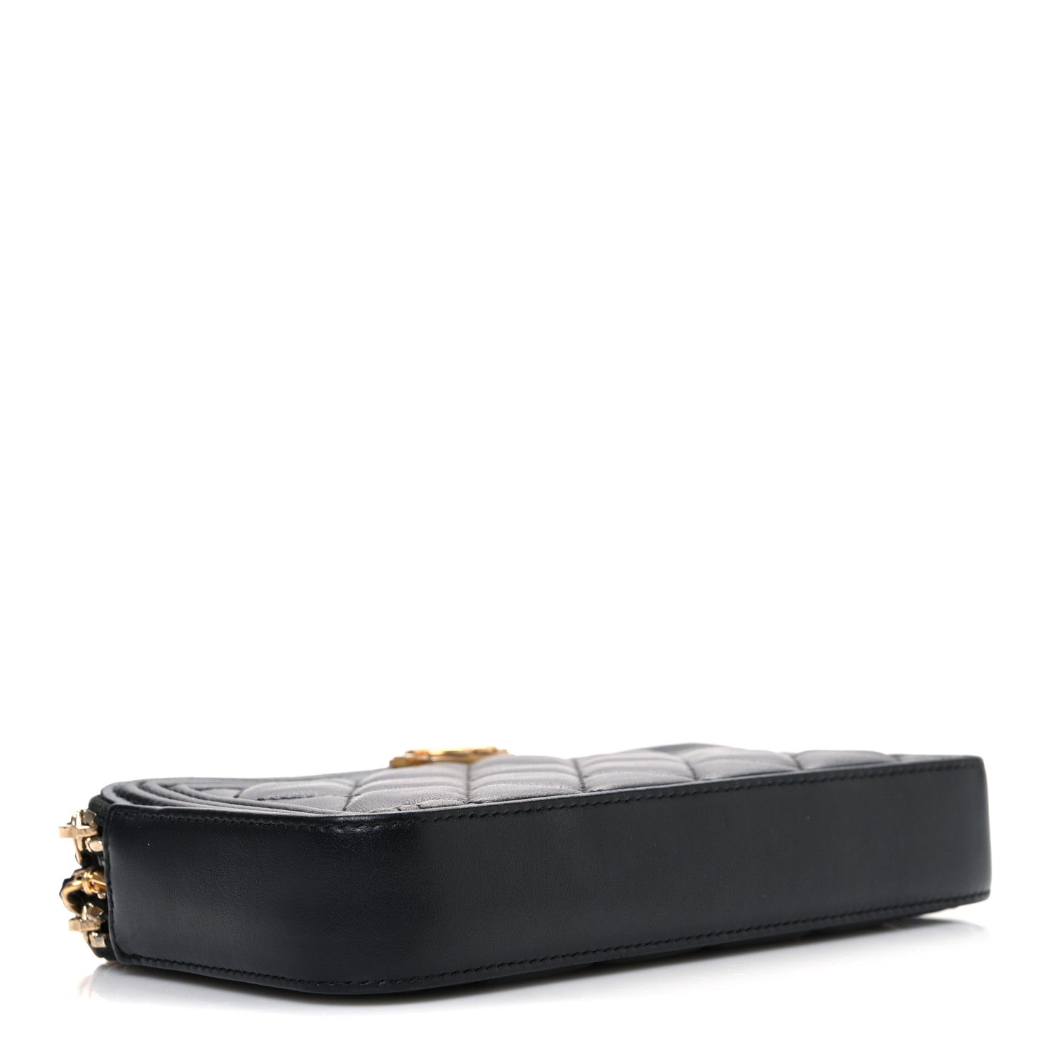 Lambskin Quilted Small Boy Clutch With Chain Black
