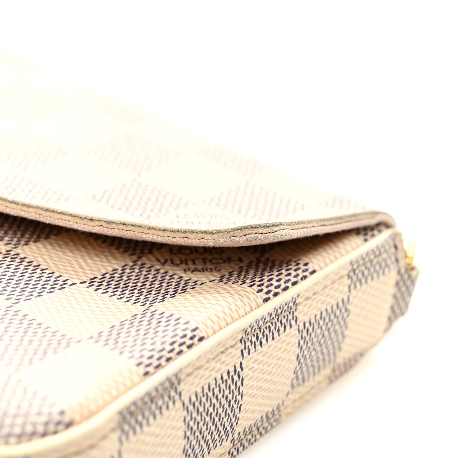 Damier Azur Pochette Felicie Chain Wallet Rose Ballerine