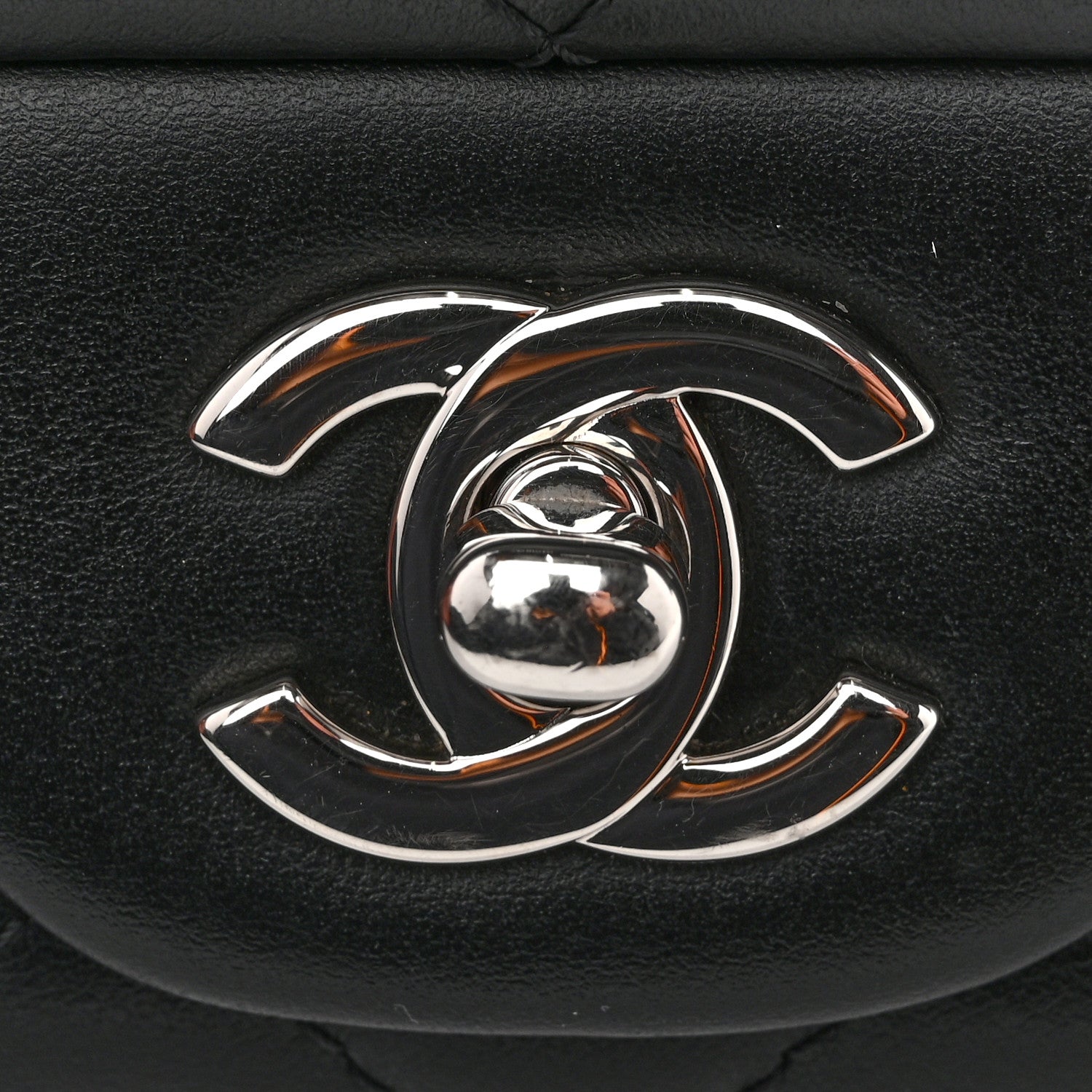 Calfskin Quilted CC Uniform Flap Belt Bag Black