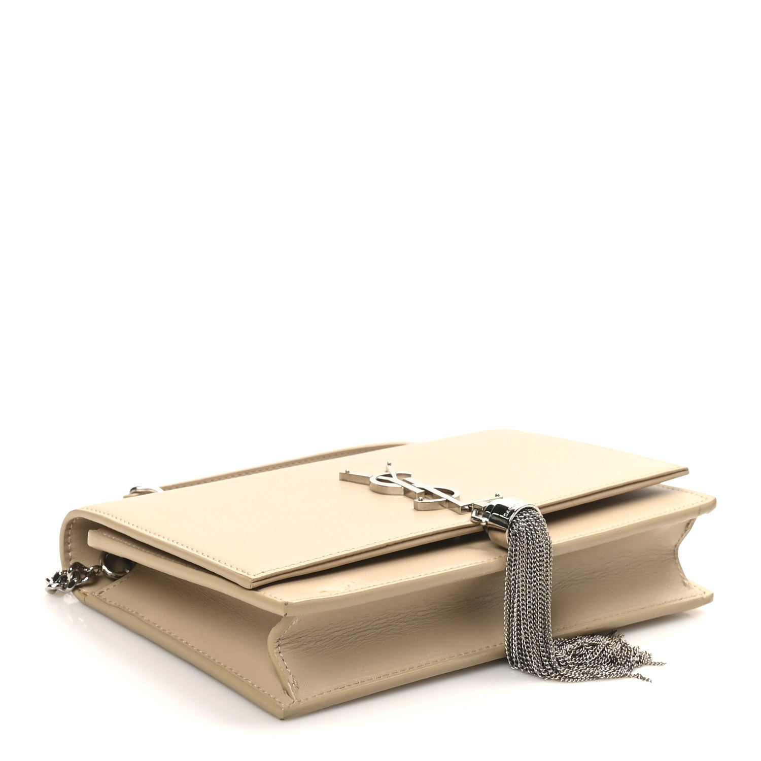 Smooth Calfskin Classic Monogram Kate Tassel Chain Wallet Nude Powder