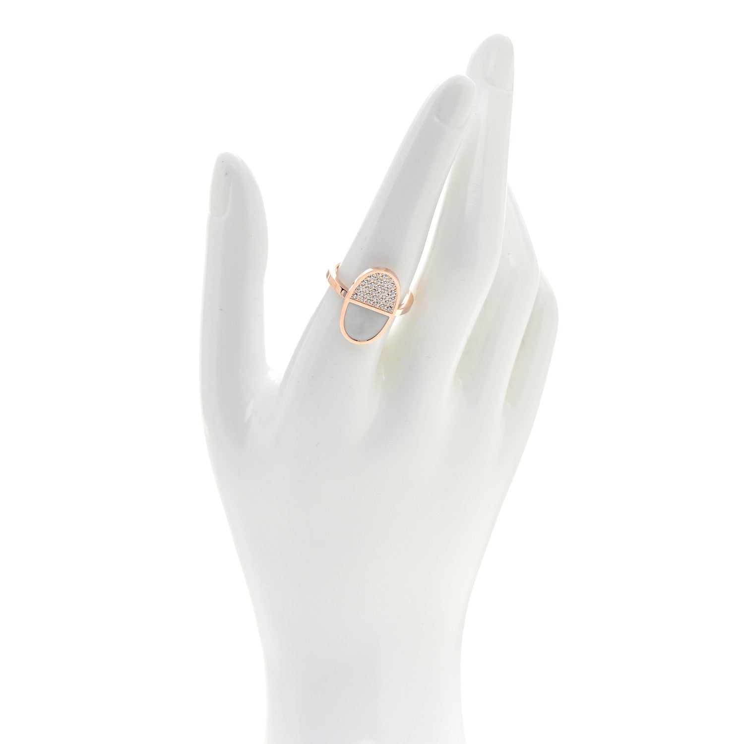 18K Rose Gold Ceramic Diamond MM Chaine d'Ancre Verso Ring  55 7.25