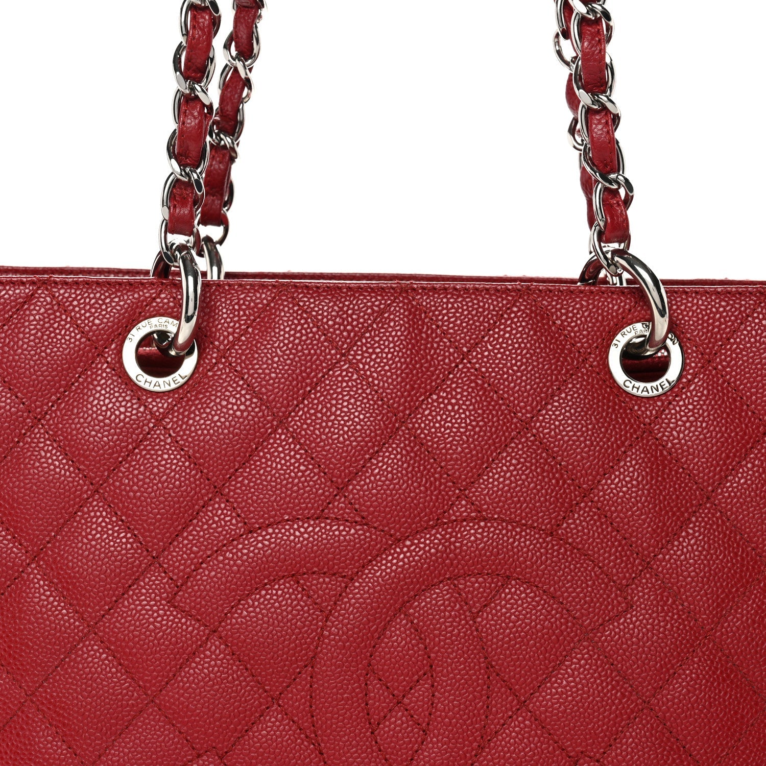 Caviar Quilted Grand Shopping Tote GST Red
