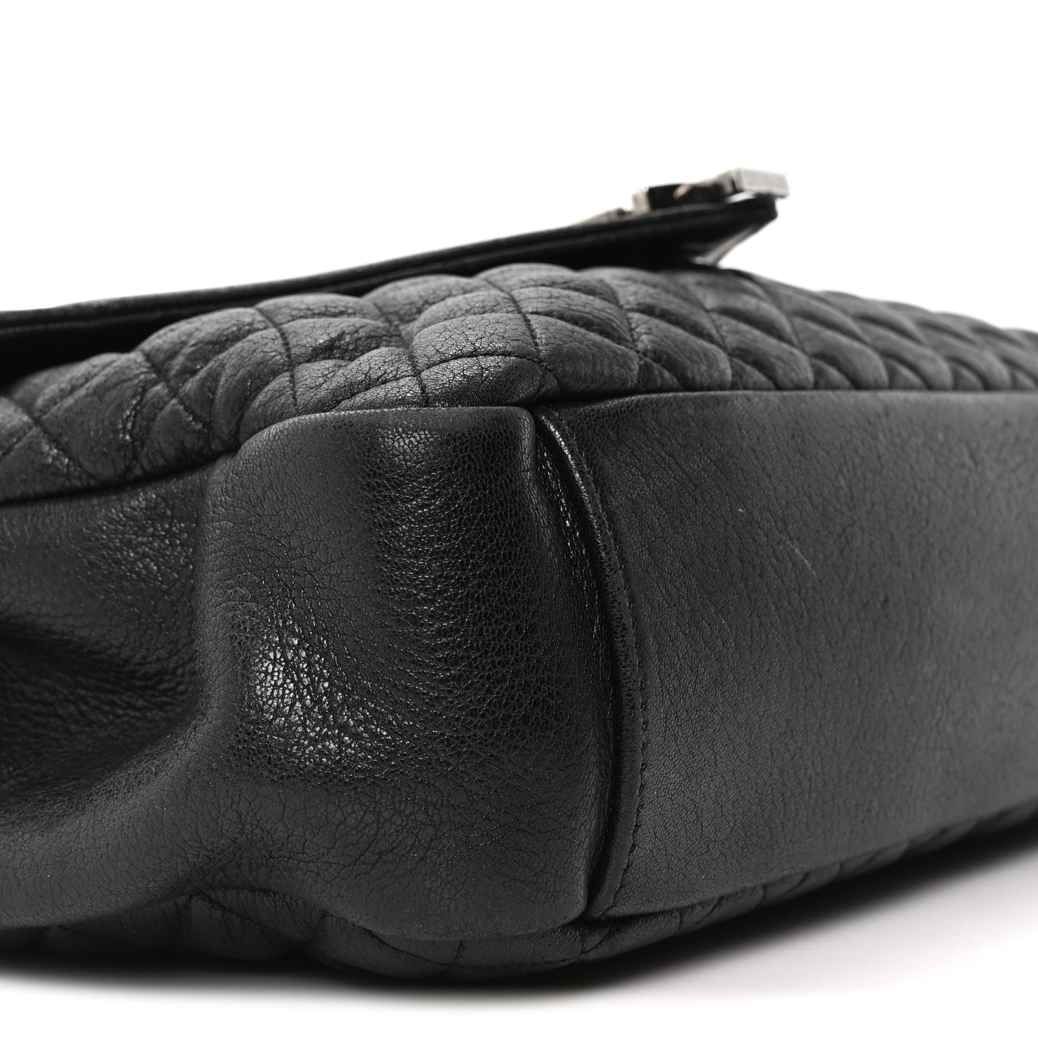 Calfskin Mixed Matelasse Triquilt Large Monogram Satchel Black