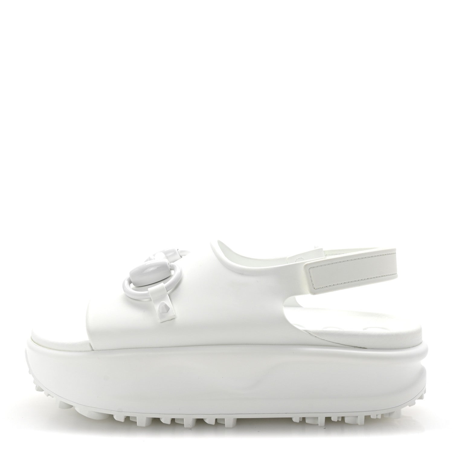 Soft Rubber Horsebit Touch Womens Strapped Sandals 37 Great White