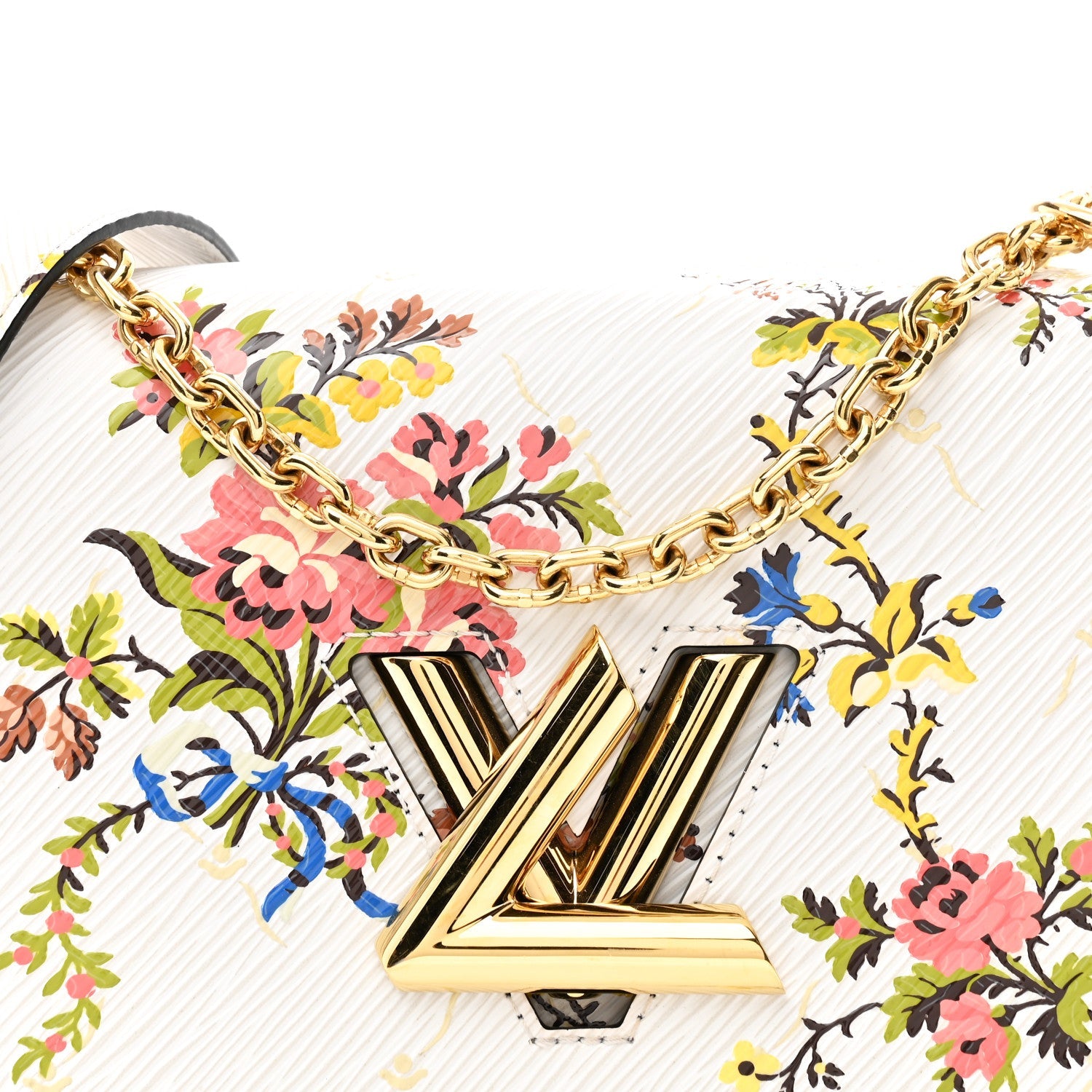 Epi Romantic Blossoms Twist Shoulder Bag MM White