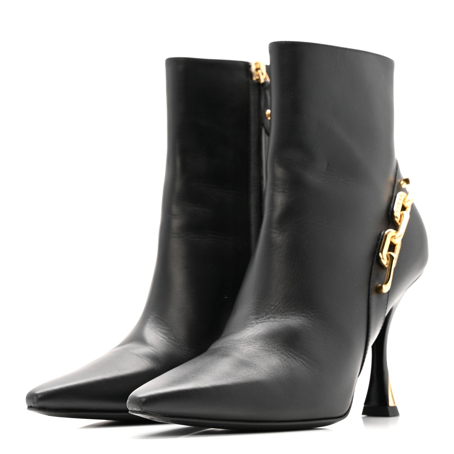 Calfskin Sparkle Ankle Boot 36.5 Black