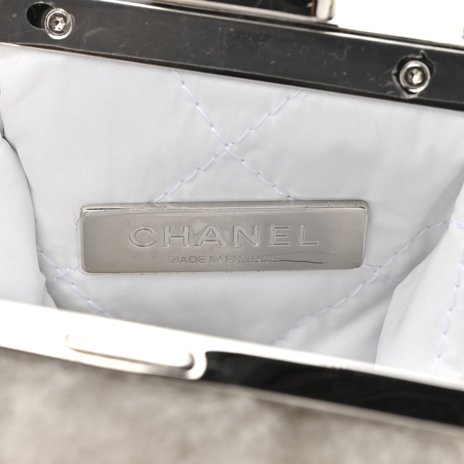 Shearling Sheepskin Lambskin Quilted Clutch With Chain White