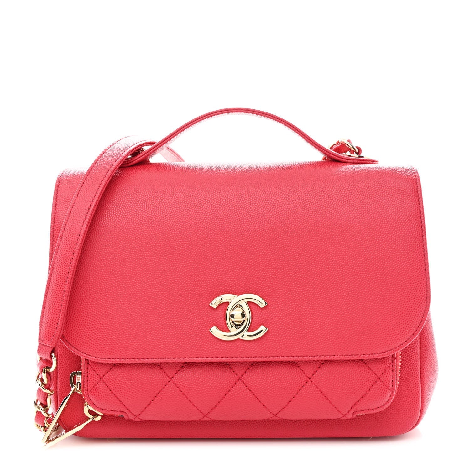 Caviar Quilted Medium Business Affinity Flap Red