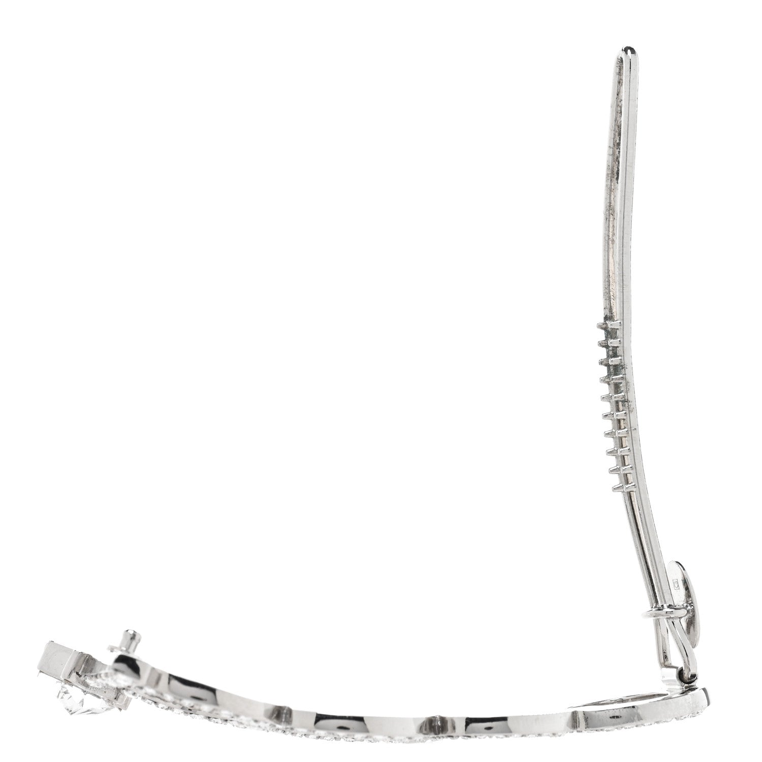 Metal Crystal Logo Hair Barrette Silver