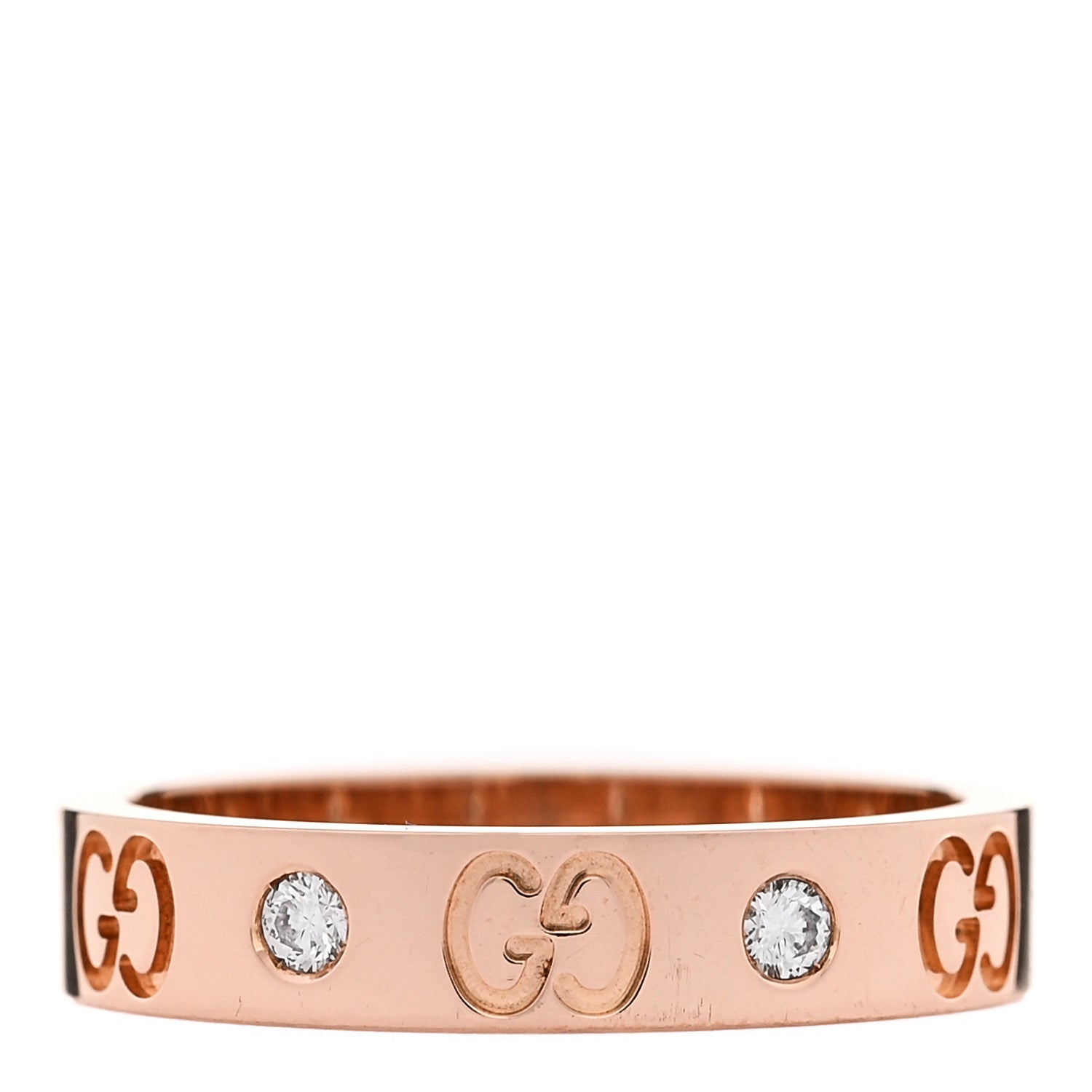 18K Rose Gold Diamond Icon Band Ring 54 6.75