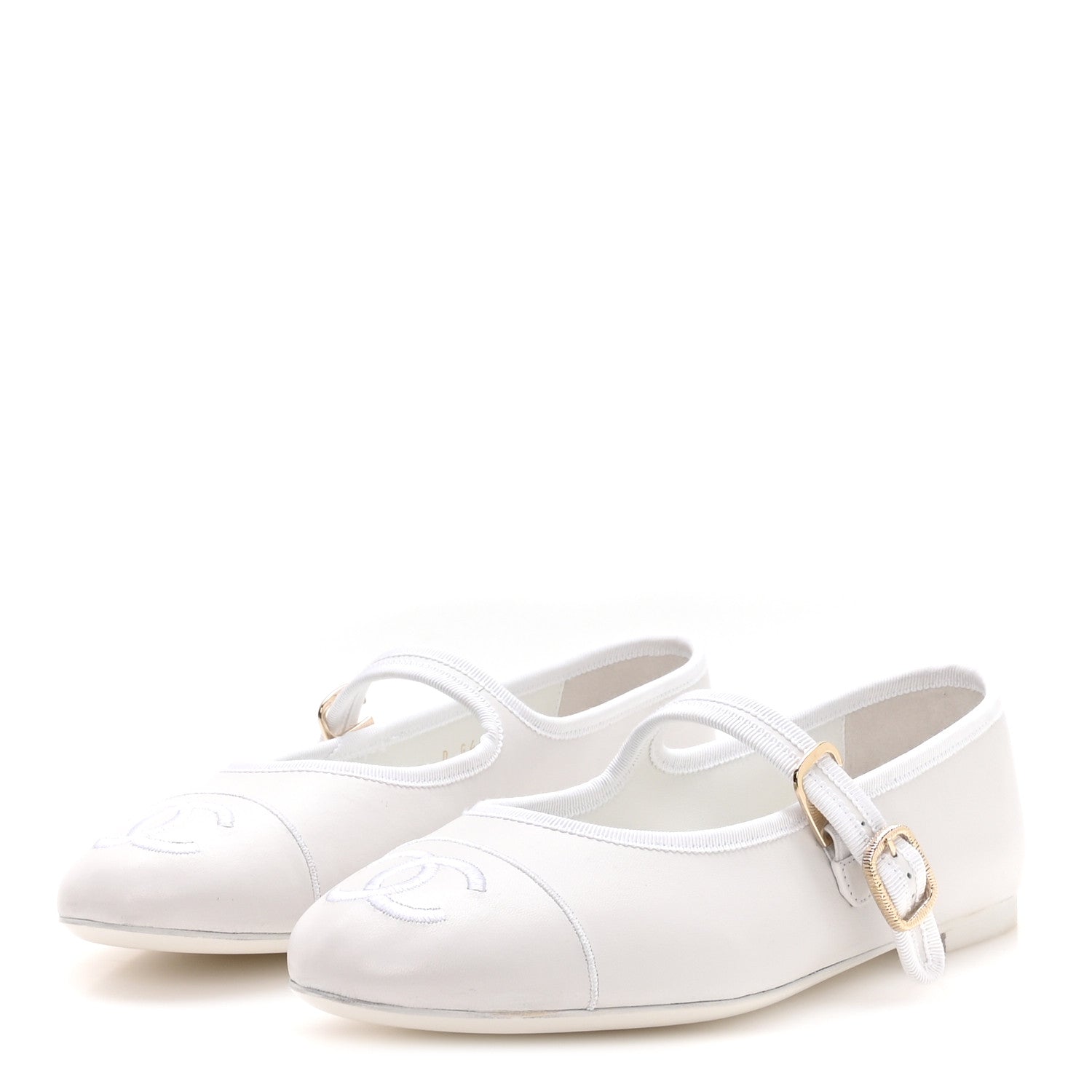 Lambskin Mary Jane Flats 40.5 White