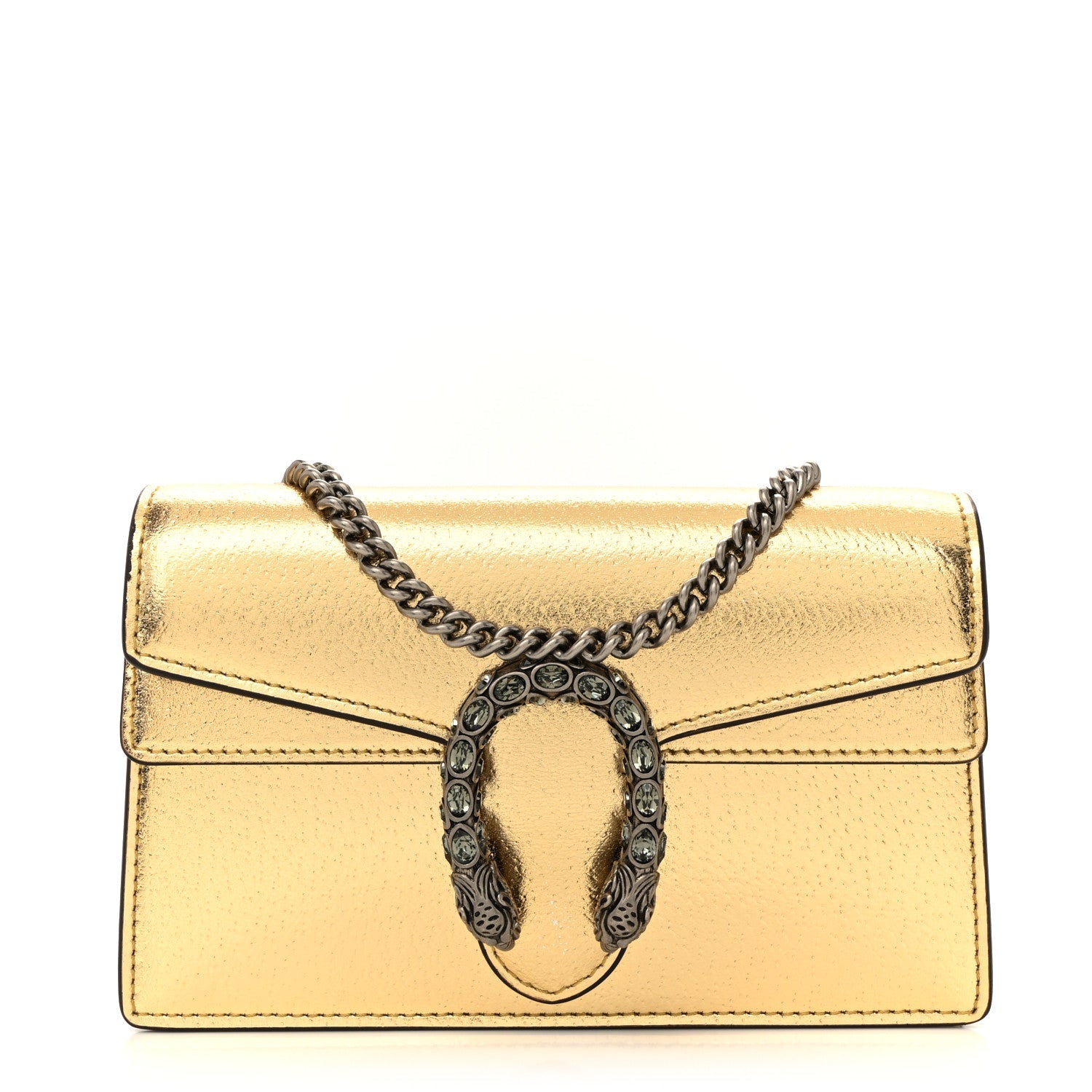 Metallic Calfskin Super Mini Dionysus Shoulder Bag Gold