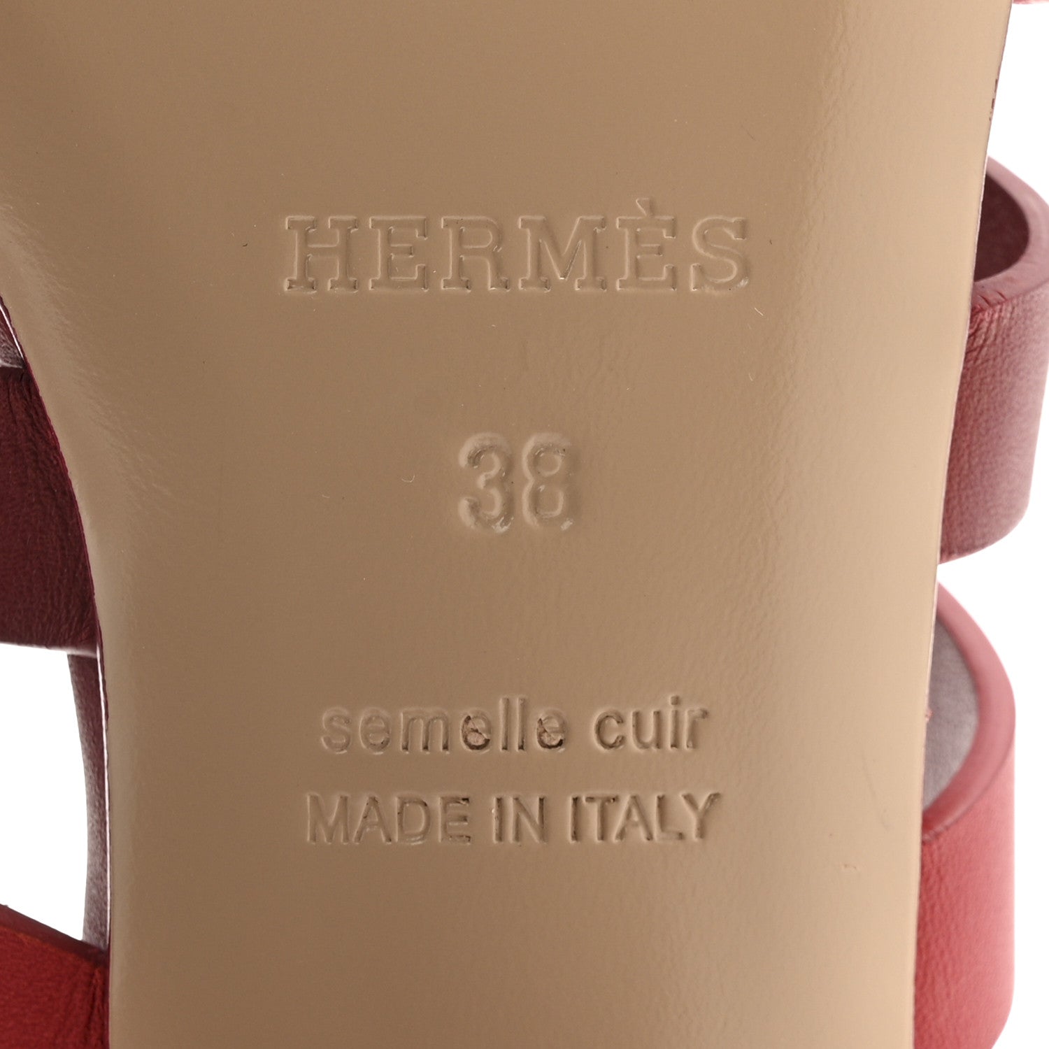Calfskin Amica Sandals 38 Rouge Grenat Orange Solaire