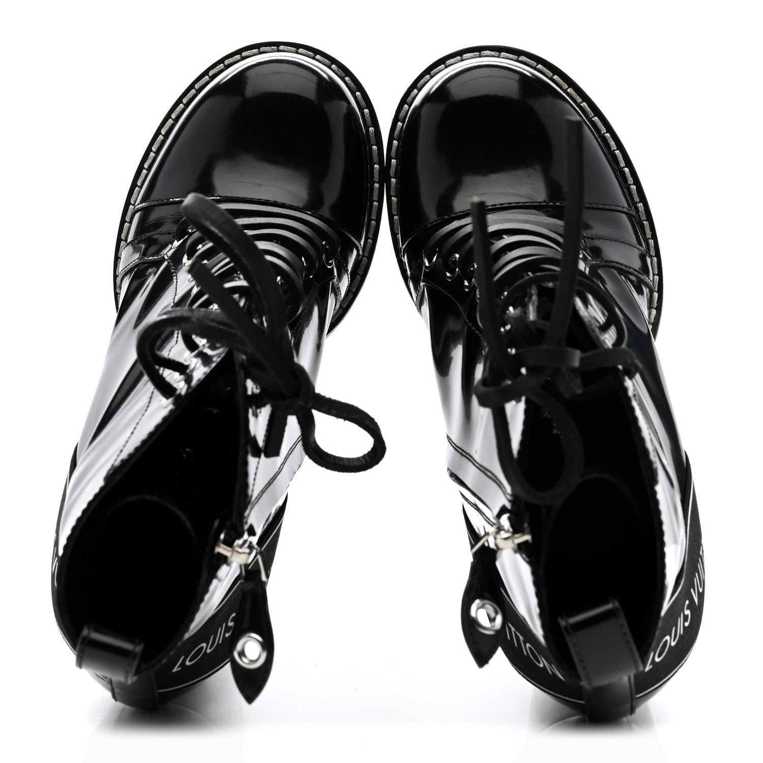 Glazed Calfskin Star Trail Ankle Boots 40 Black