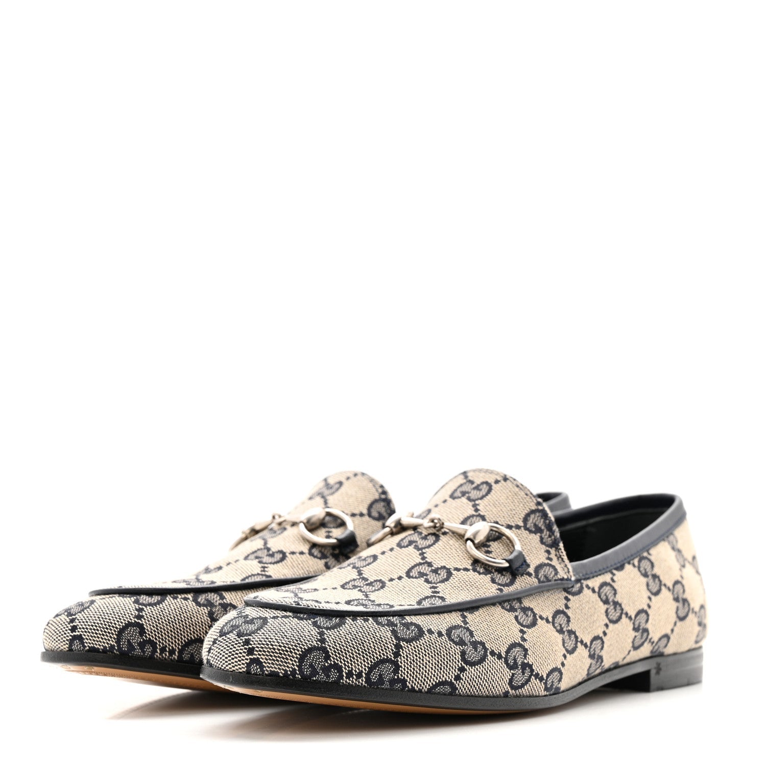 Monogram Malaga Kid Horsebit Womens Jordaan Loafers 36 Beige Blue