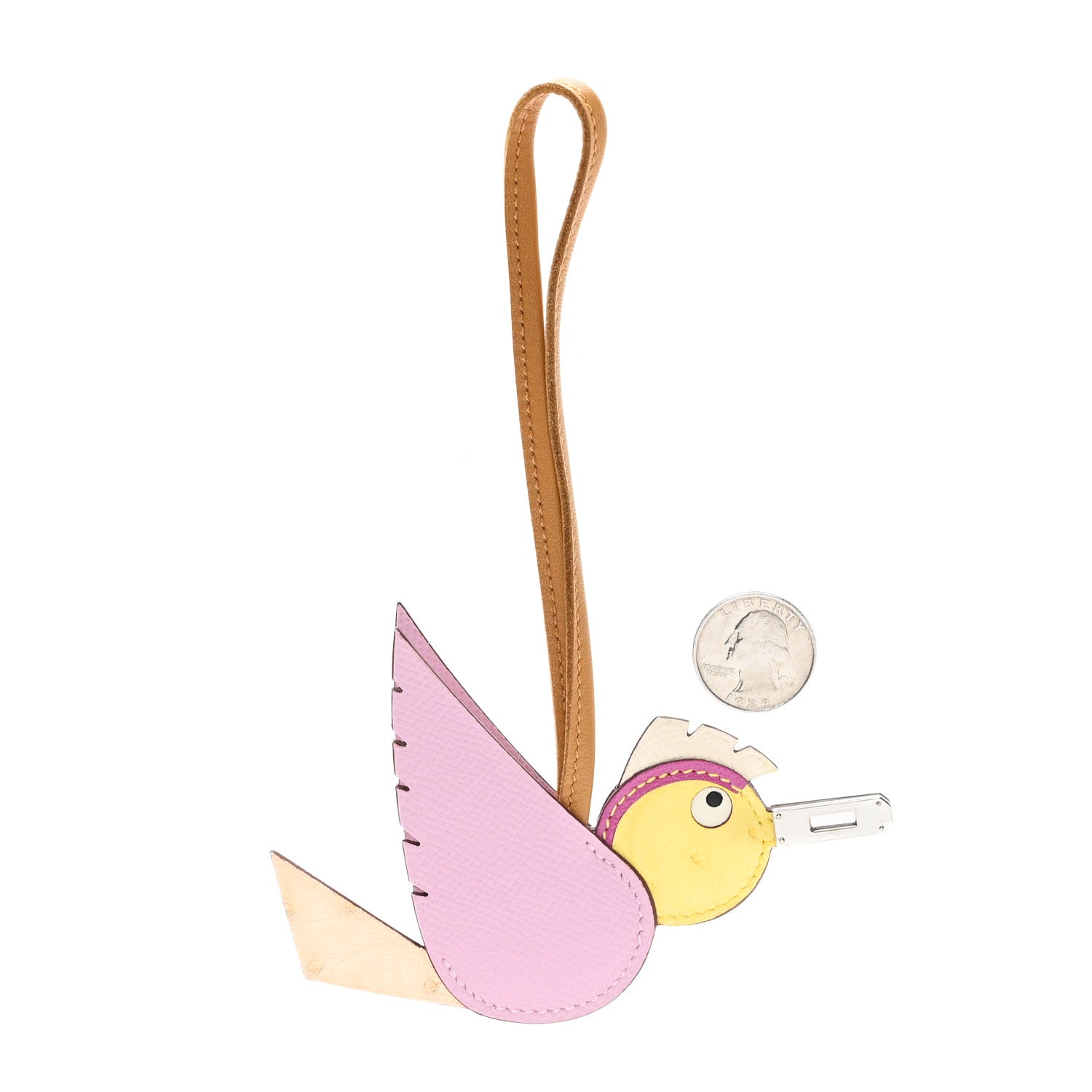 Ostrich Epsom Swift Birdy Bag Charm Mauve Sylvestre