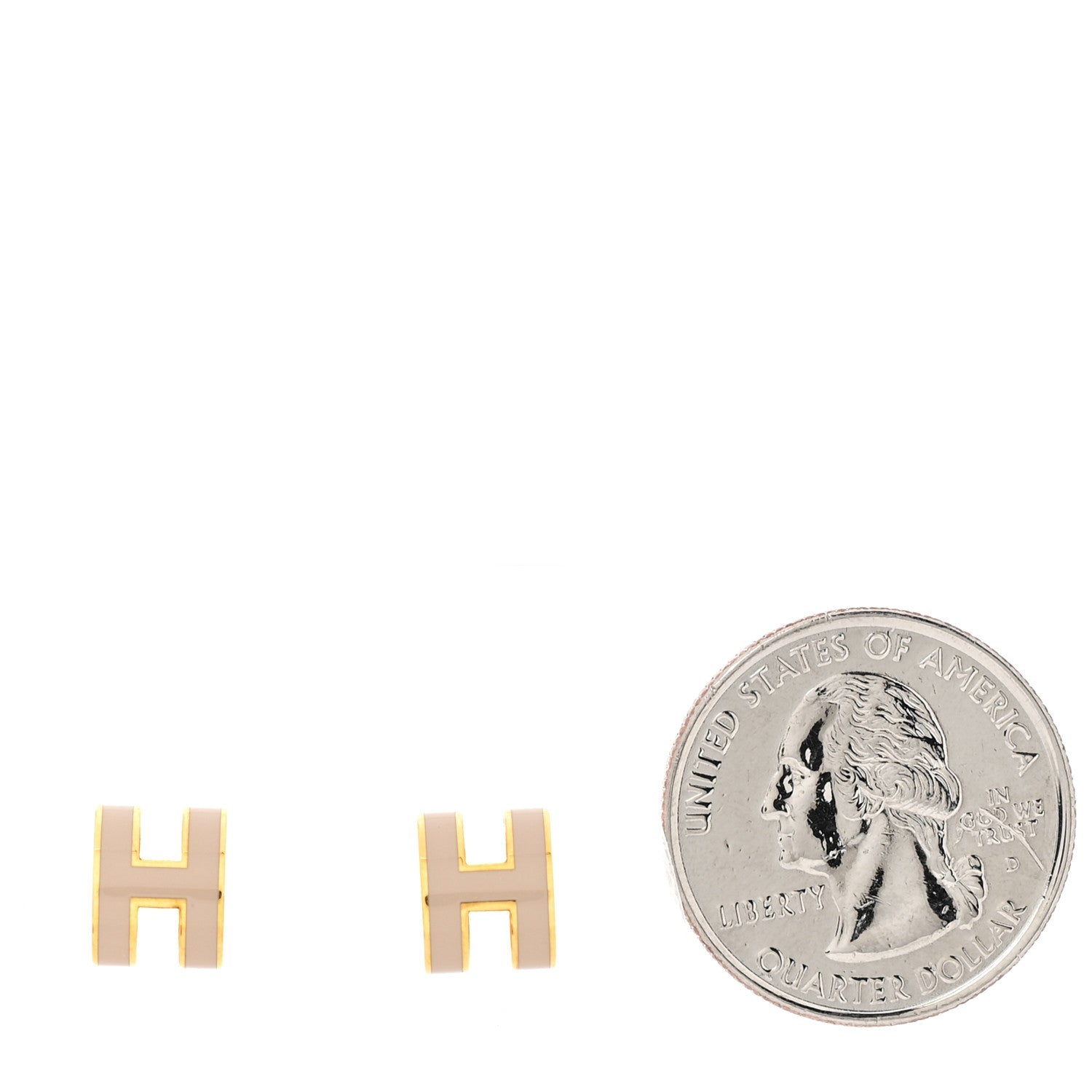 Gold Lacquered Mini Pop H Earrings Marron Glace