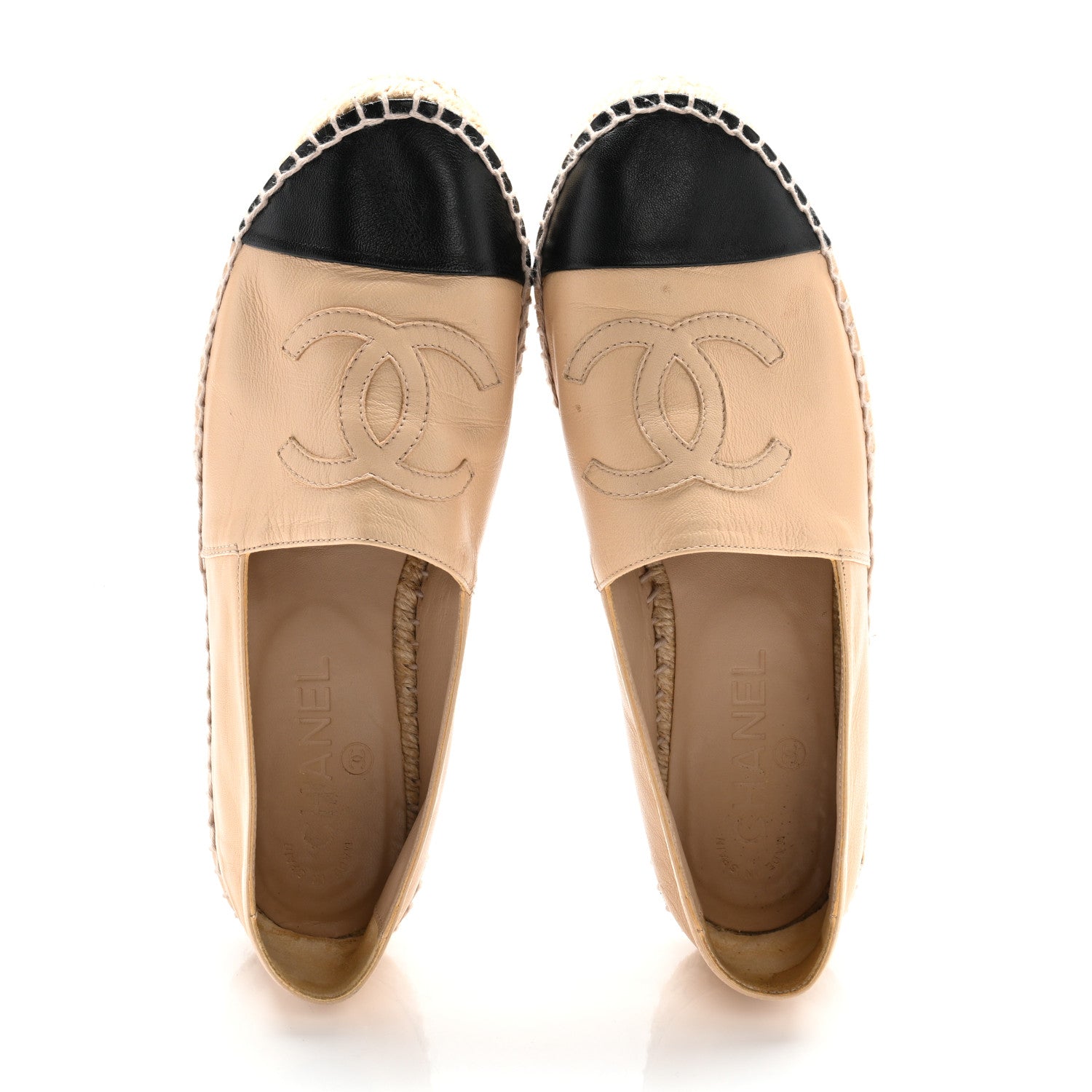 Lambskin CC Espadrilles 37 Beige Black