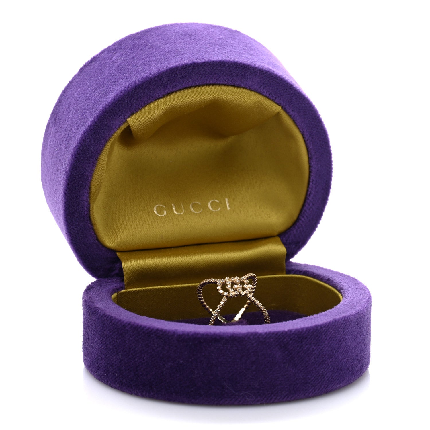 18K Yellow Gold Diamond Running G Cross Pave Ring 52 6
