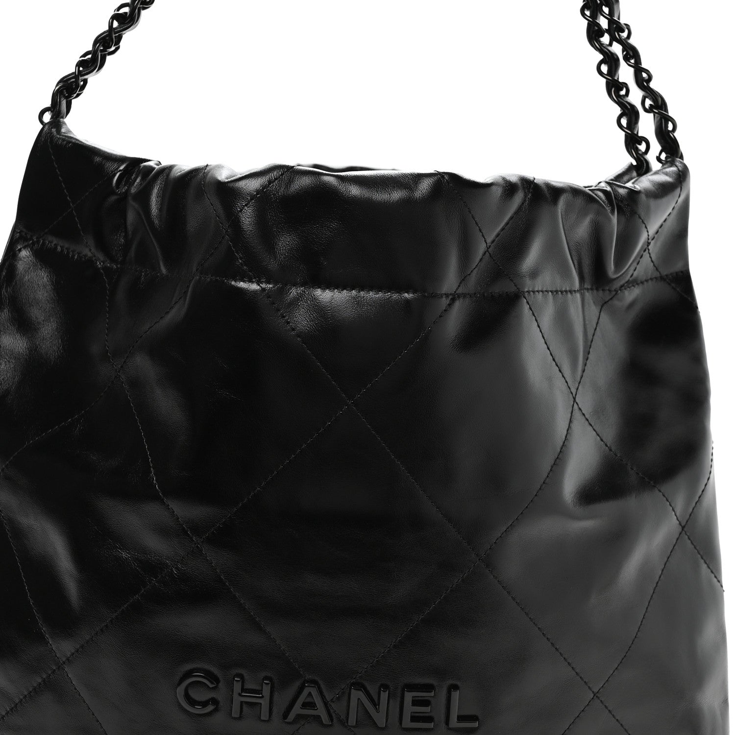 Shiny Calfskin Quilted Small Chanel 22 So Black