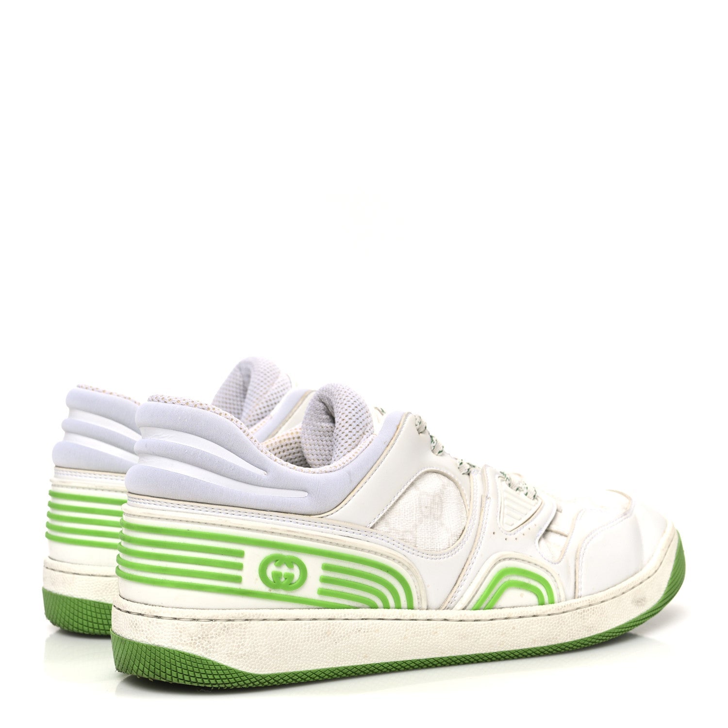 Demetra GG Supreme Monogram Womens Basket Low Top Sneakers 38.5 Great White Green