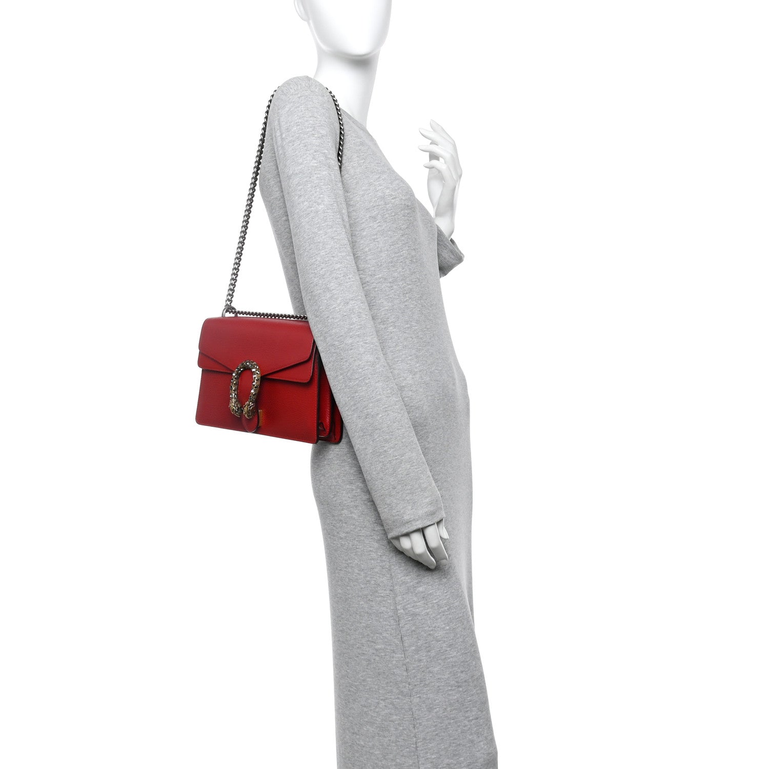 Dollar Calfskin Swarovski Crystal Small Dionysus Shoulder Bag Hibiscus Red