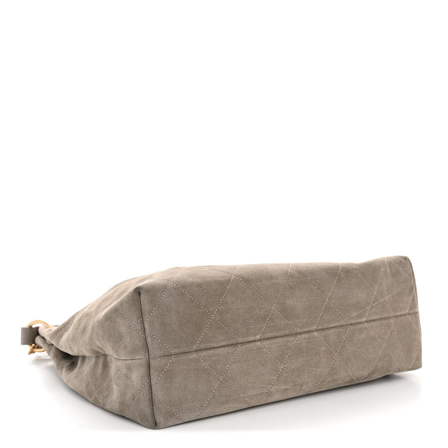 Suede Calfskin Lambskin Quilted Maxi Hobo Grey