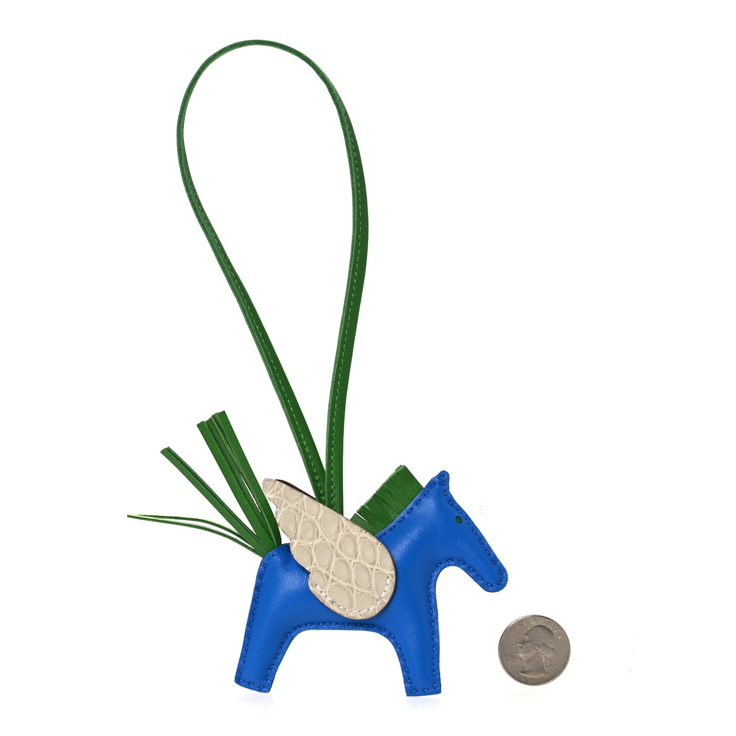 Milo Lambskin Matte Alligator Touch Grigri Rodeo Pegase Horse Bag Charm PM Bleu Zanzibar Vert Yucca Craie