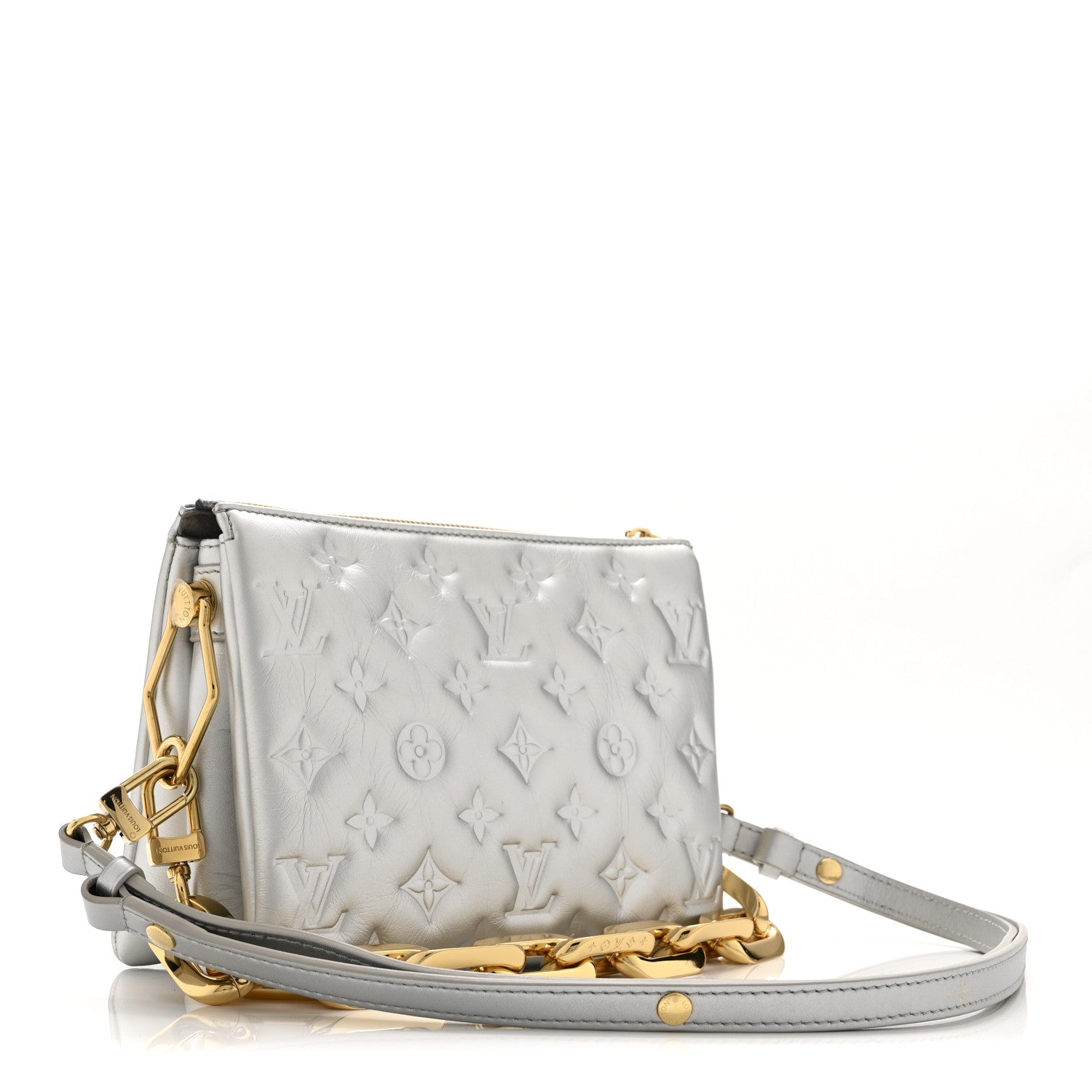 Lambskin Embossed Monogram Coussin BB Silver
