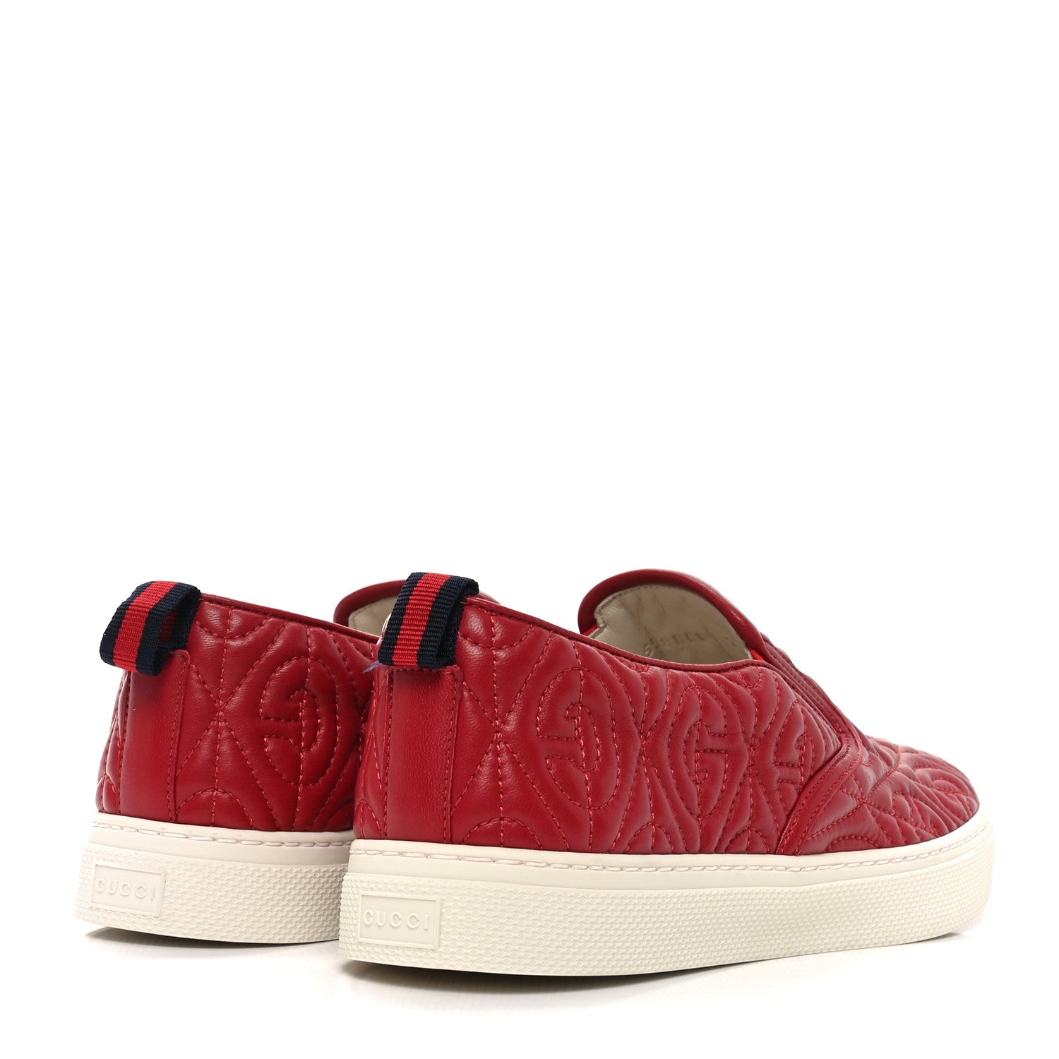Nappa Web G Rhombus Quilted Mens Slip On Sneakers 7.5 Hibiscus Red Rosso