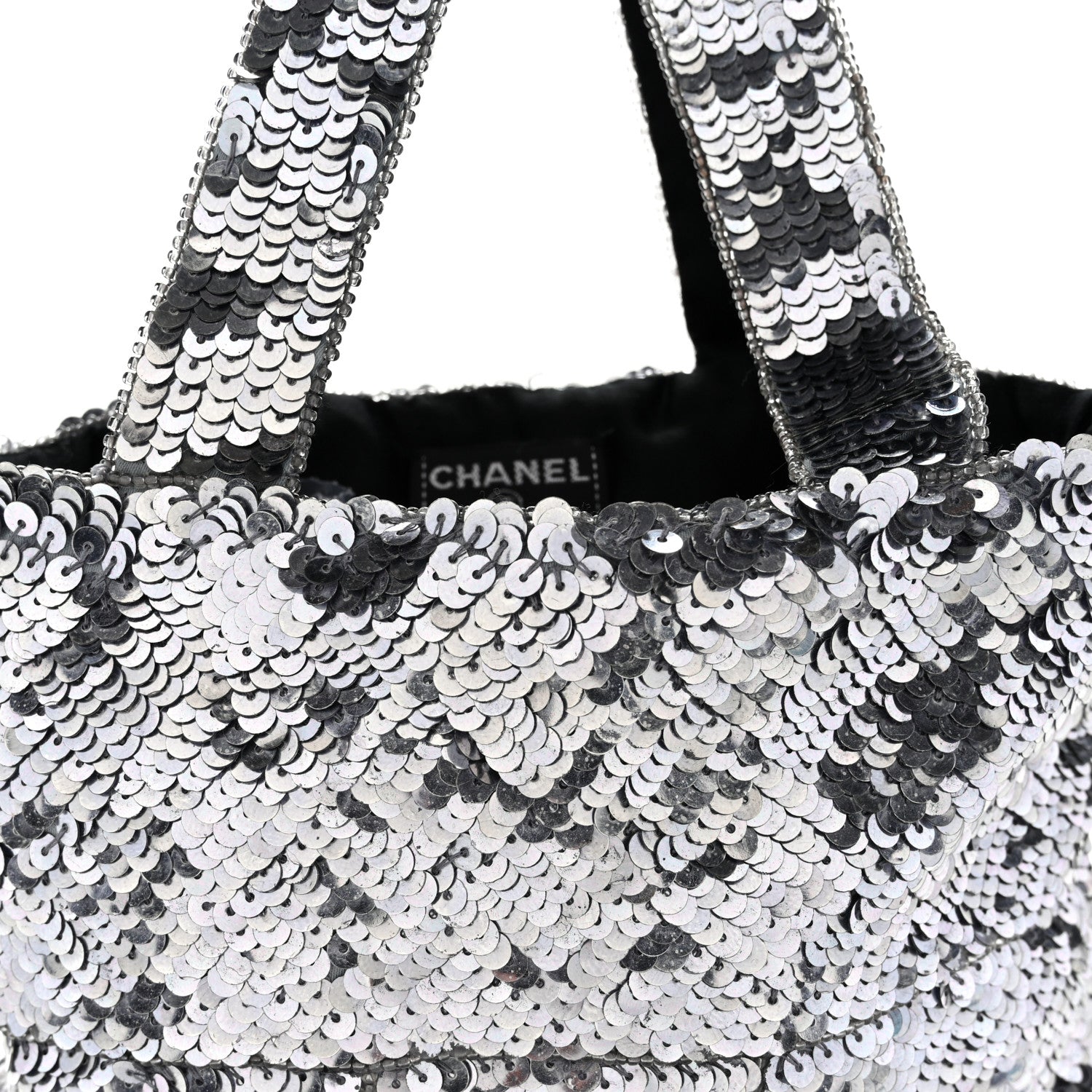 Satin Sequin Mini Tote Blue