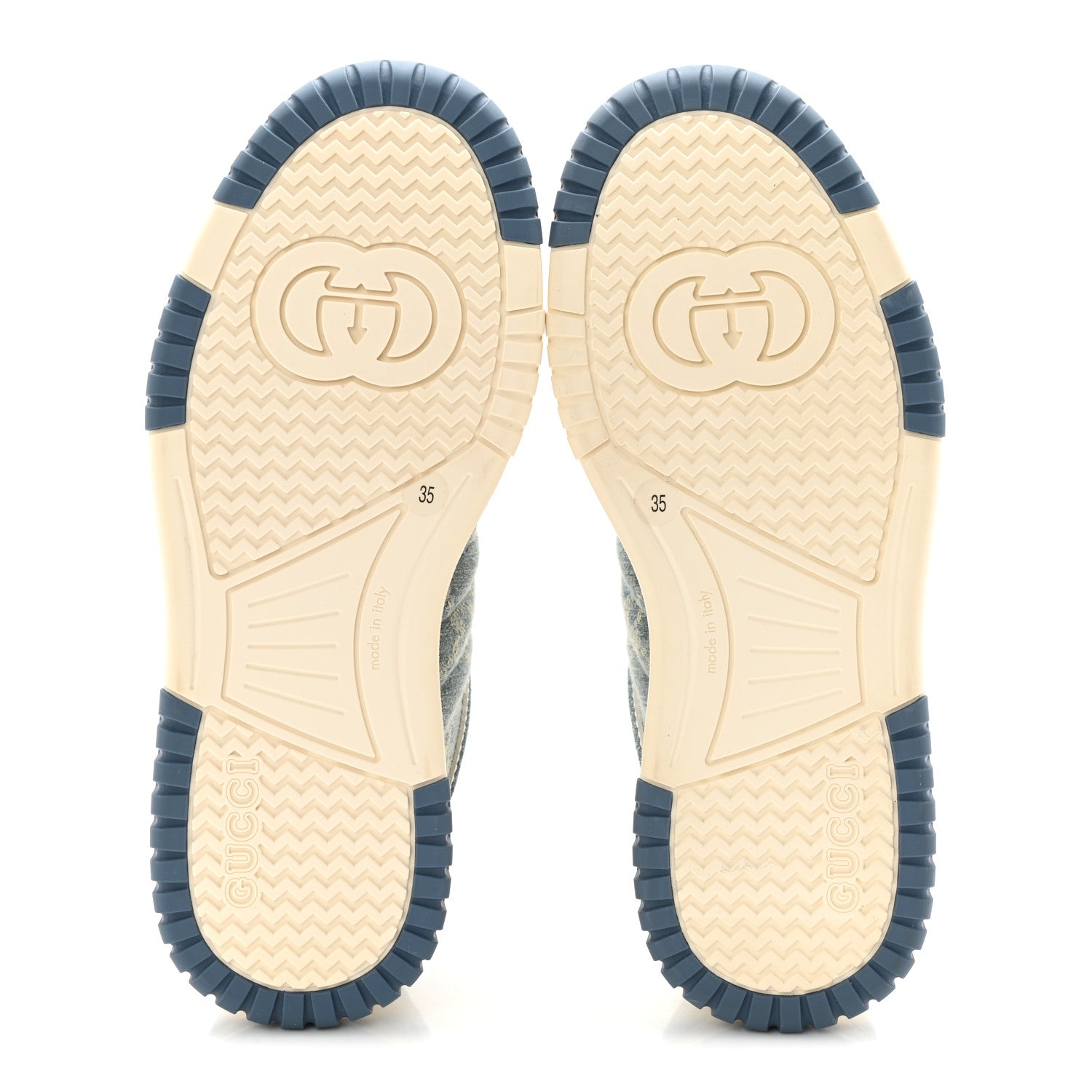 Denim GG Monogram Womens Re-Web Sneakers 35 Light Blue