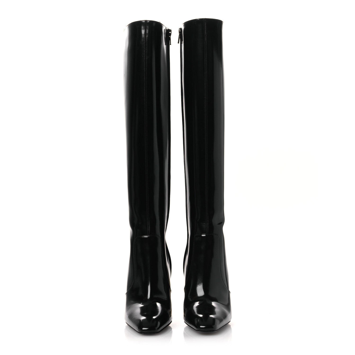 Glazed Calfskin Auteuil 105mm Zip Boots 38 Black