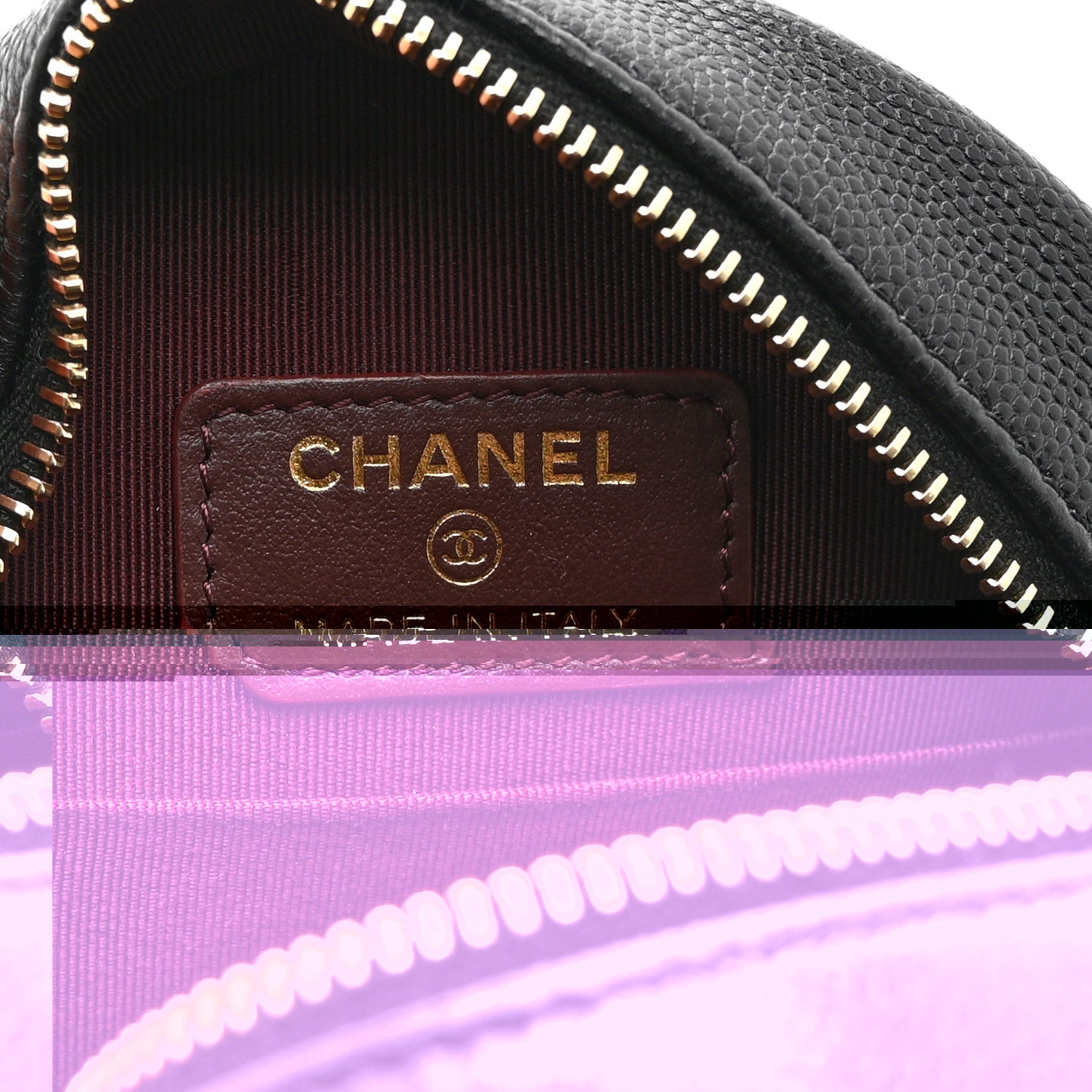 Caviar Quilted Round Clutch With Chain Black