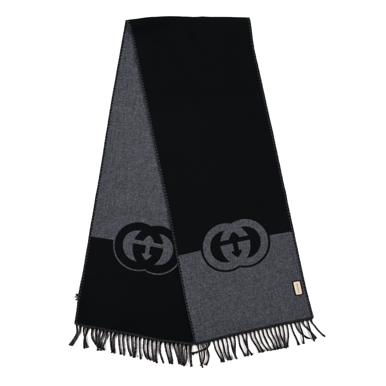 Wool Cashmere Interlocking G Scarf Grey Black