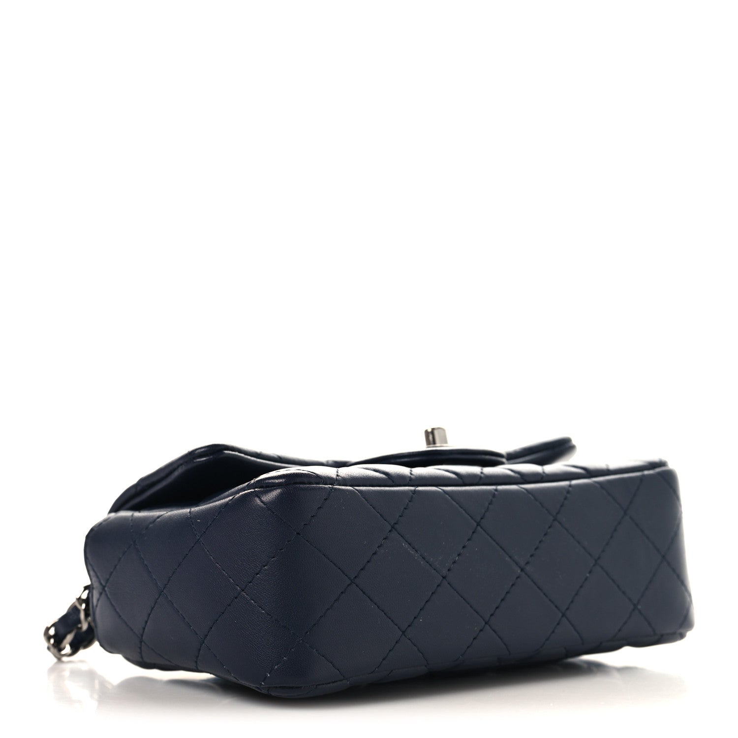 Lambskin Quilted Mini Rectangular Flap Dark Navy Blue